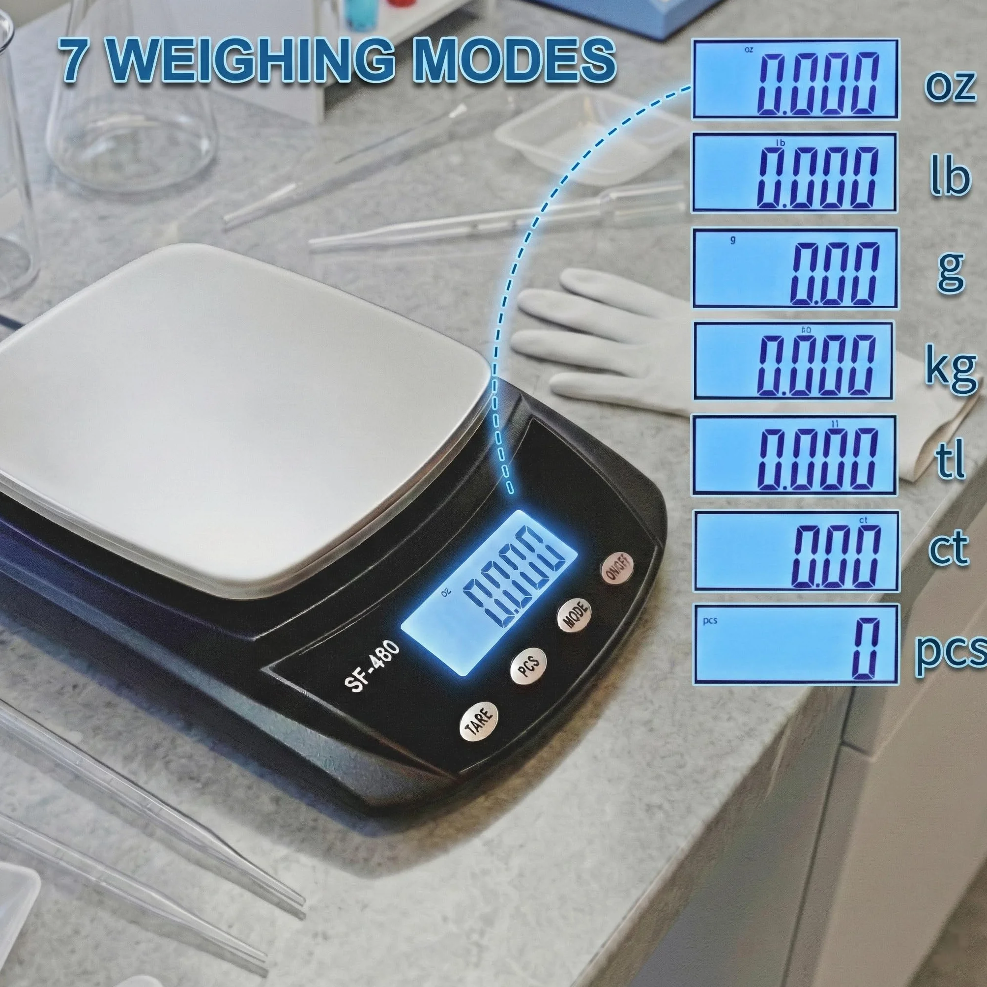 Eosphorus Bilancia Scientifica da Laboratorio 600g/0,01g, Bilancia Elettronica Portatile per Scuole e Chimica, Misurazione Precisa in Grammi e Carati, Doppia Alimentazione USB/AC