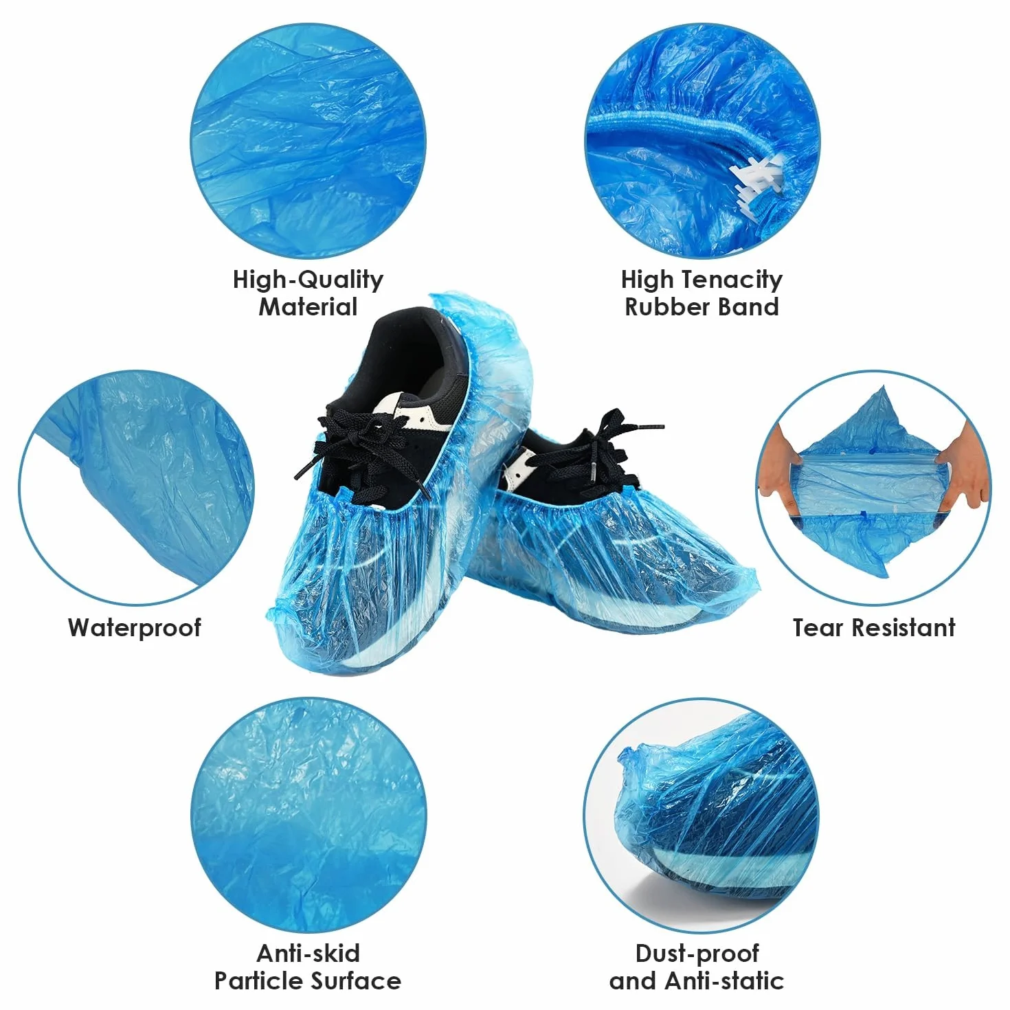Copriscarpe Monouso in Plastica Blu Impermeabili 100 Pezzi Compatibili con Distributore Automatico