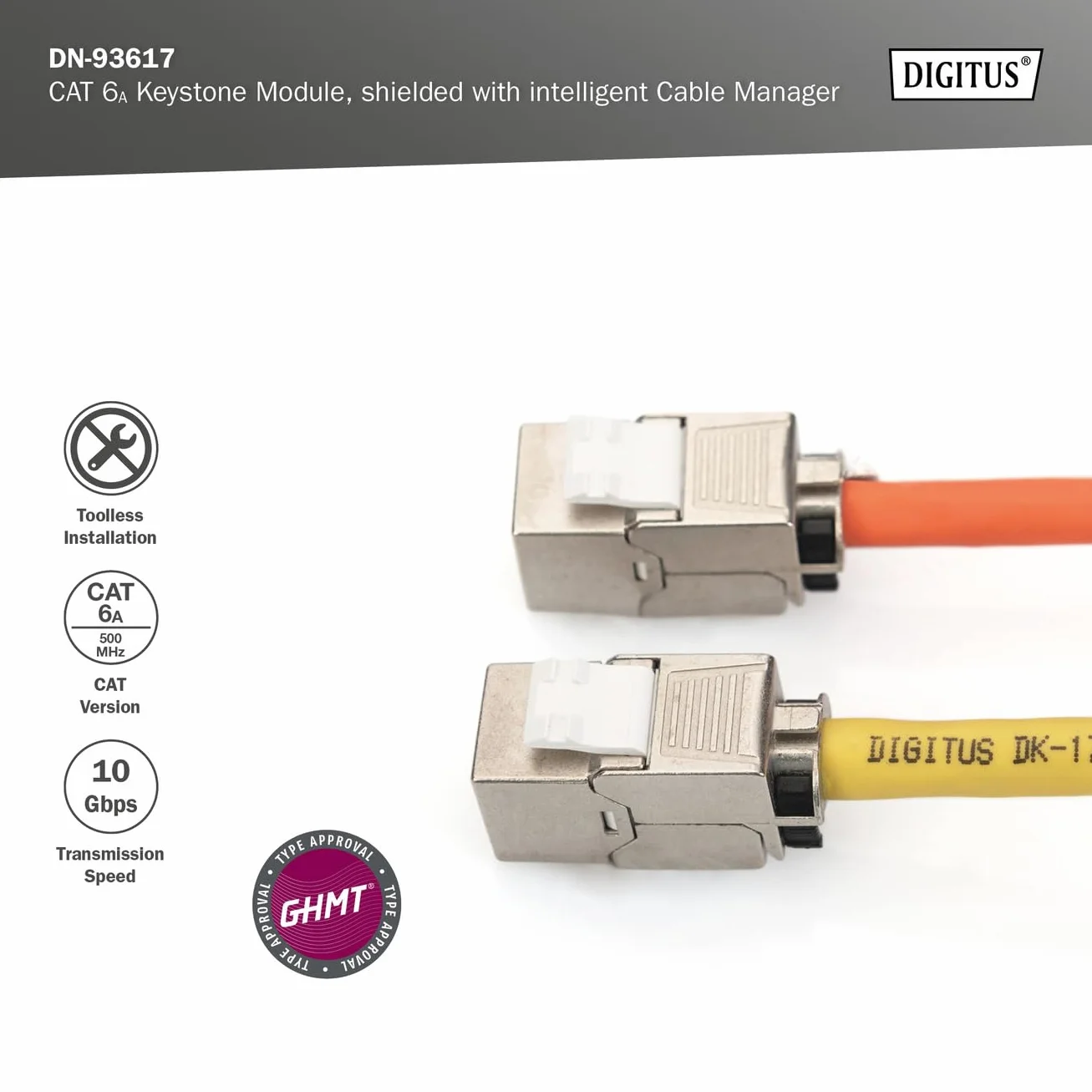 DIGITUS Modulo Keystone Cat-6A schermato RJ45 Jack 500 MHz 10GBase-T AWG 26-22