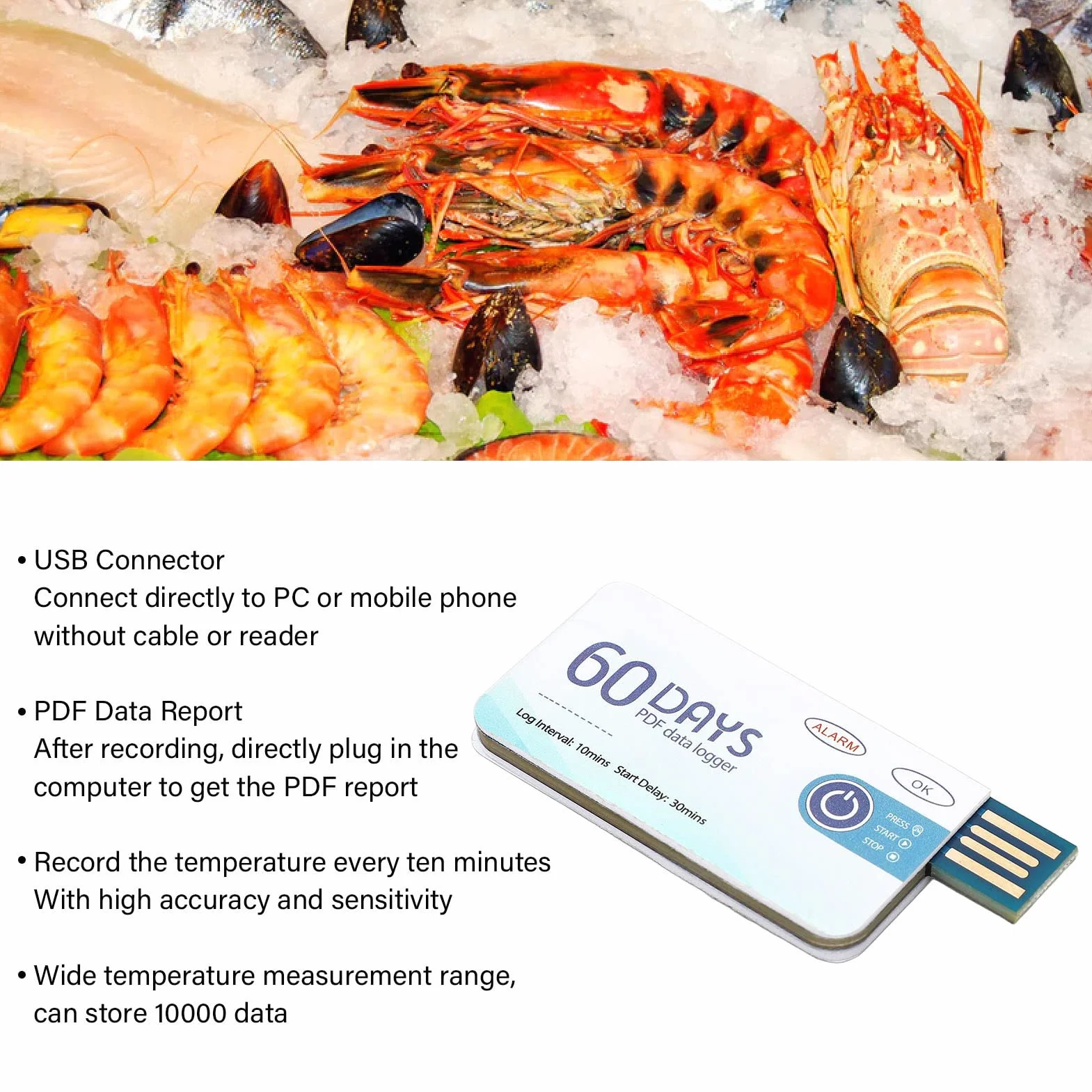 Registratore di Temperatura USB Data Logger 10.000 Gruppi Grafico