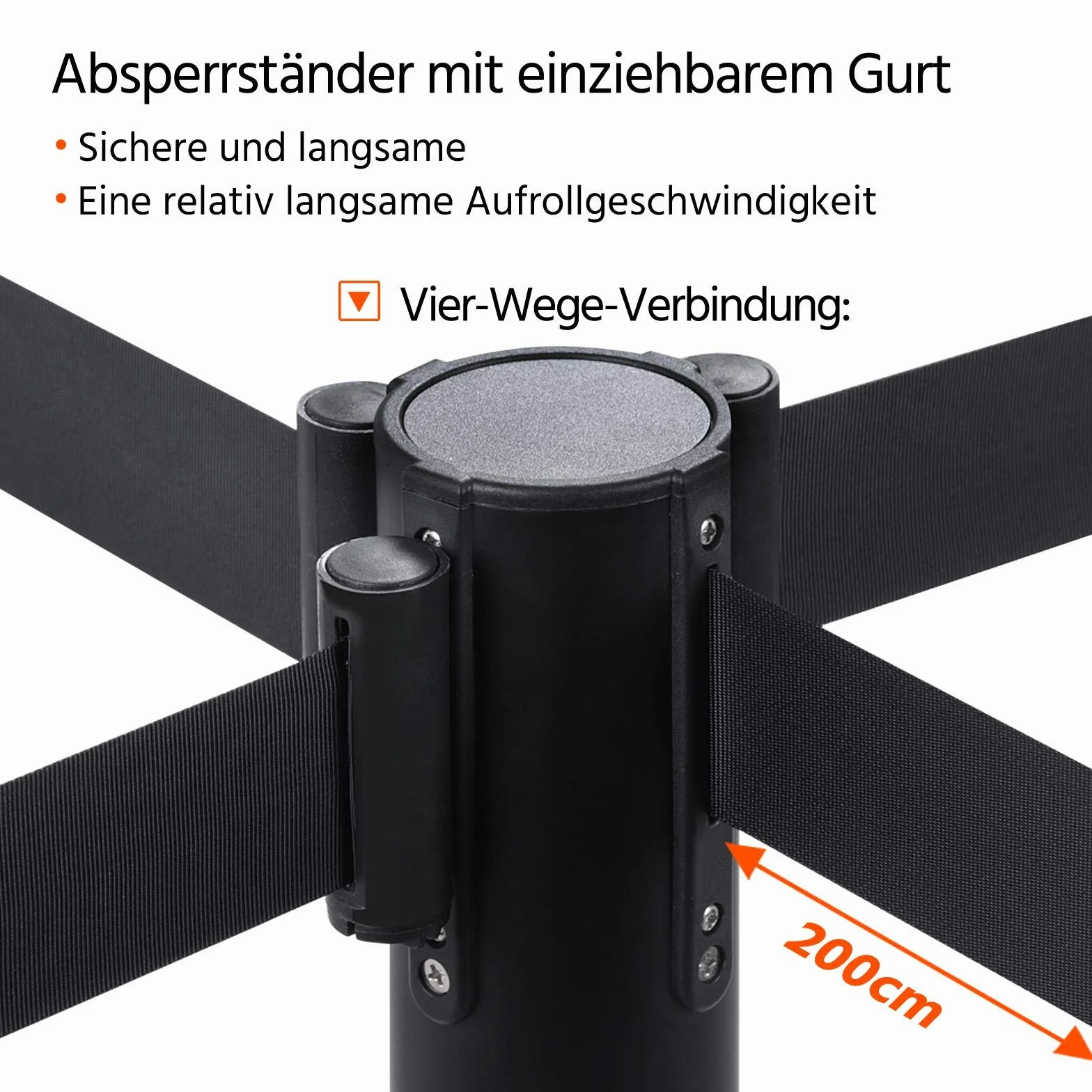 Yaheetech 2 Paletti Delimitazione Spazi Colonnine Segnapercorso con Nastri Retrattili 2 Metri Altezza 92 cm Transenne Eliminacode Separacode Neri