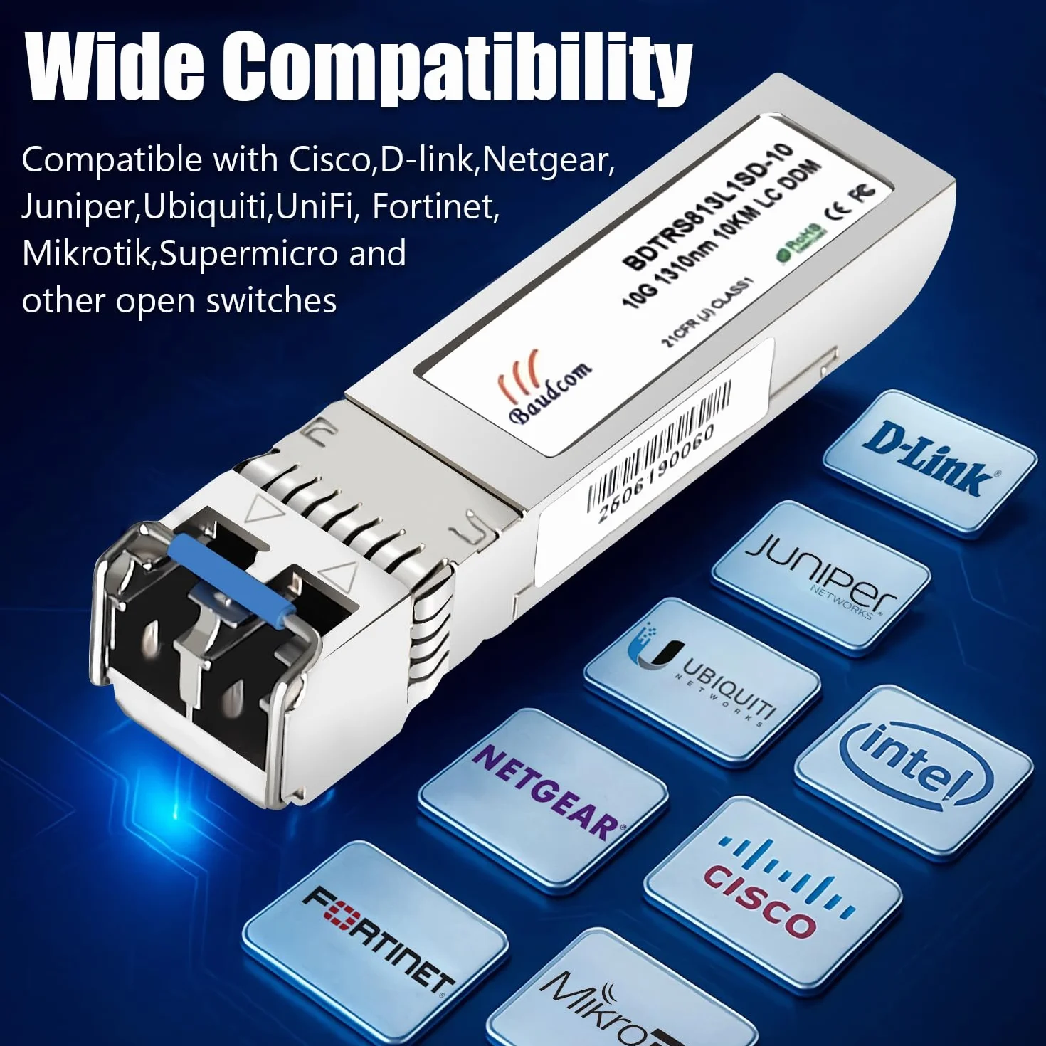 Baudcom 10GBASE-LR SFP+ 10KM Modulo 10G SFP LR Monomodale 2 szt.