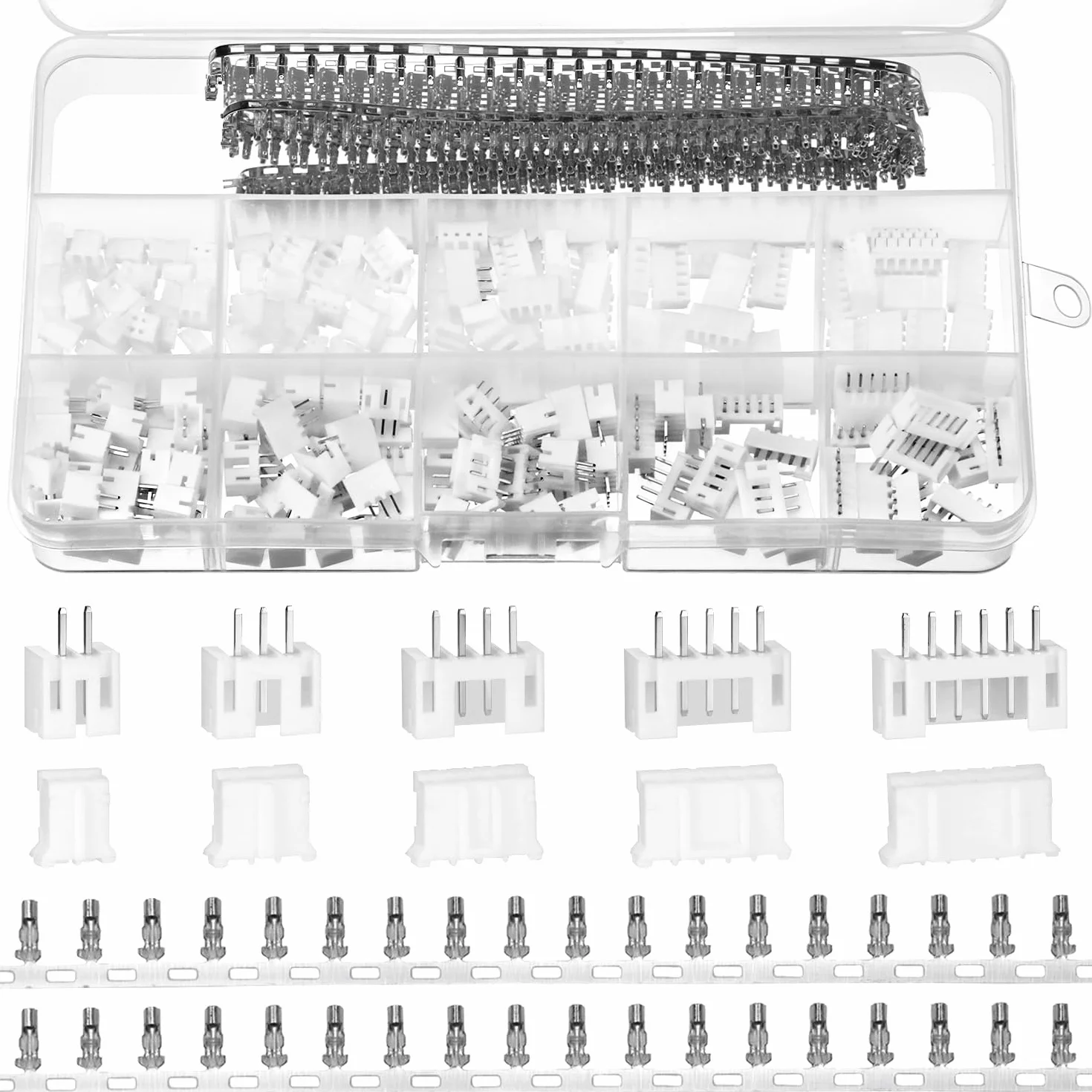 QWORK® 580 Pezzi kit connettori JST, adattatore JST-PH 2,0 mm 2/3/4/5/6 pin con terminale a crimpare pin