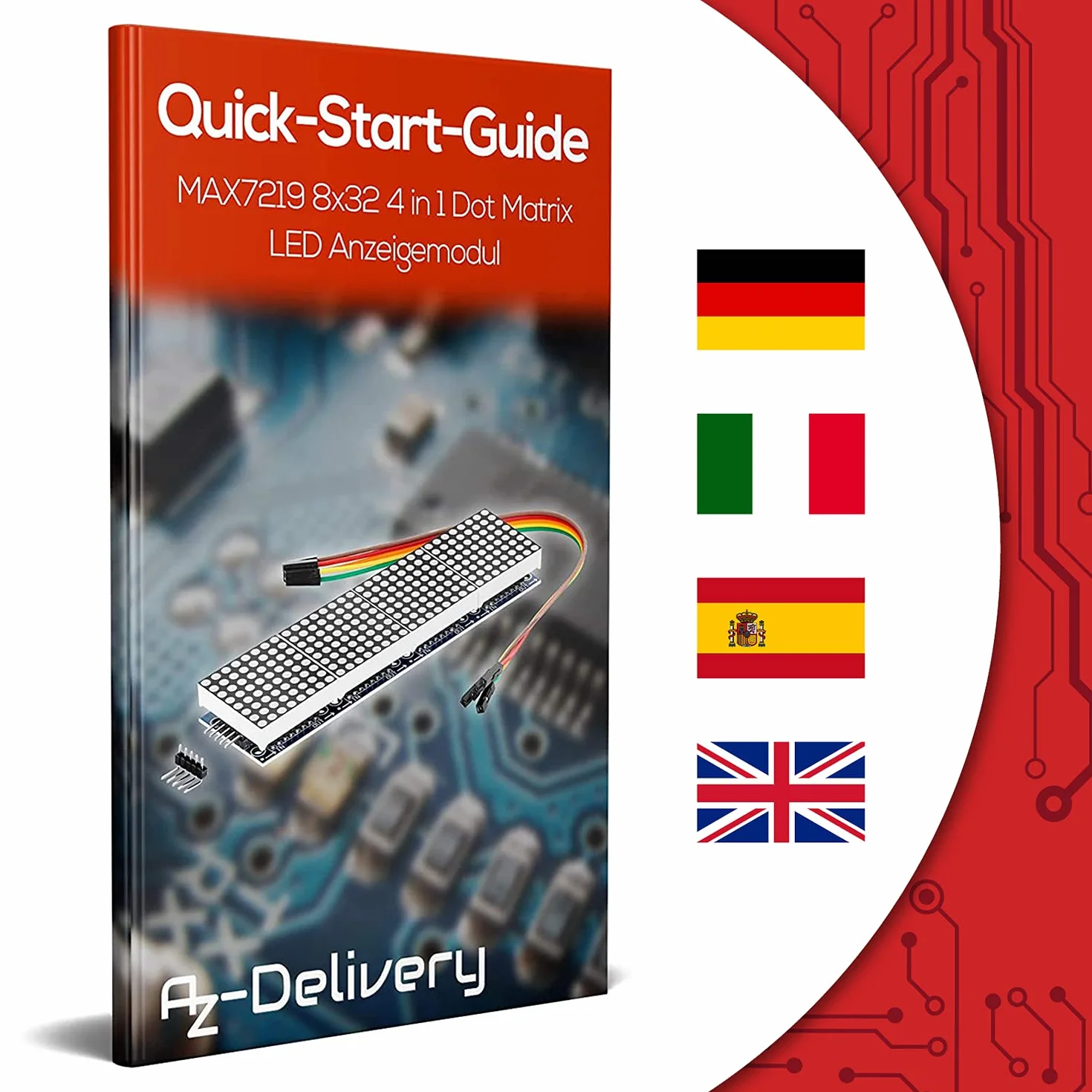AZDelivery AZ-MAX7219 8x32 4 in 1 Dot Matrix LED Display Modulo Display compatibile con Arduino incluso un E-Book!