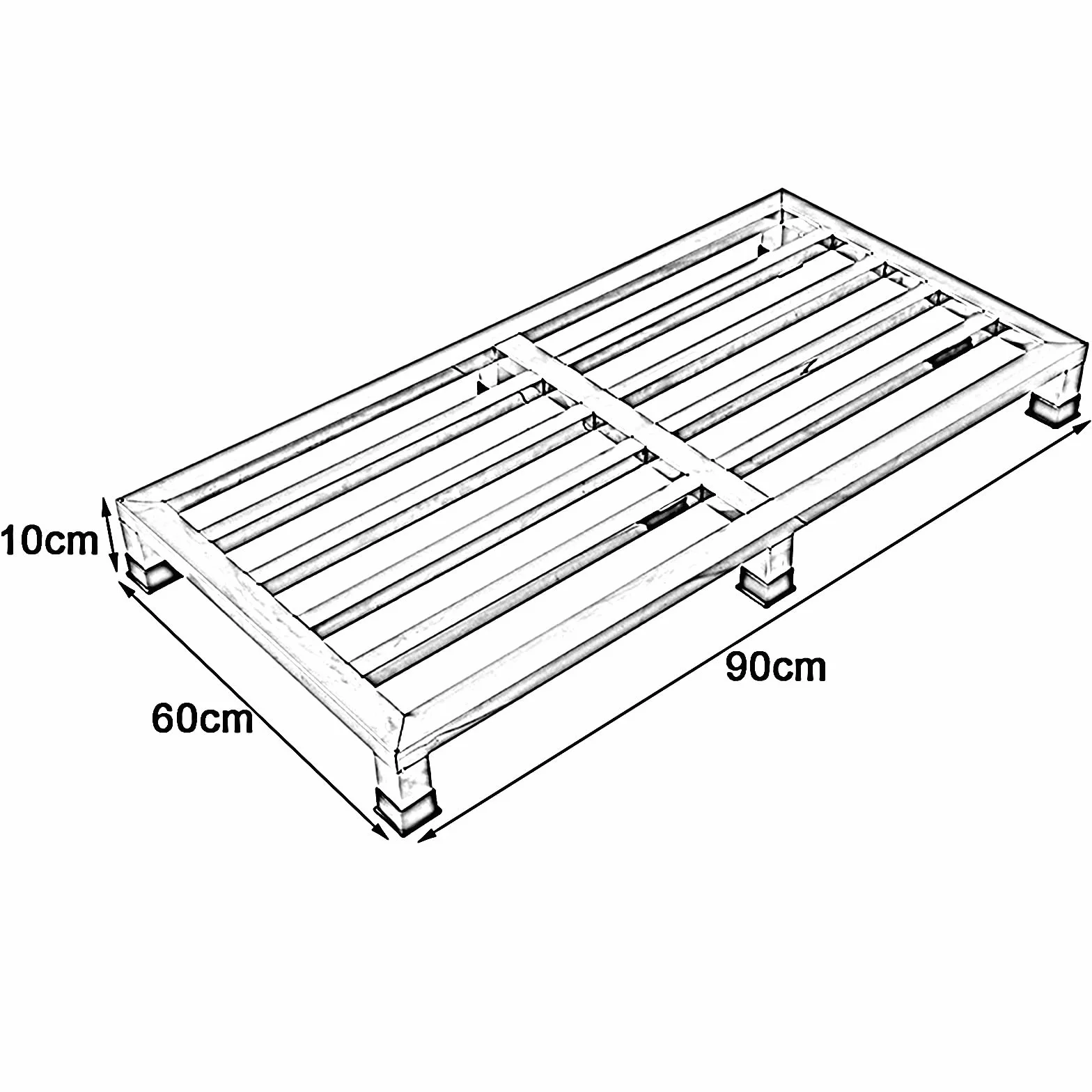 WIGING Pallet in Acciaio Inossidabile Carico Rack di Stoccaggio, Mobili Base per Elettrodomestici, Pallet da Pavimento per Magazzini Garage Cucine Negozi(60x90x10cm)