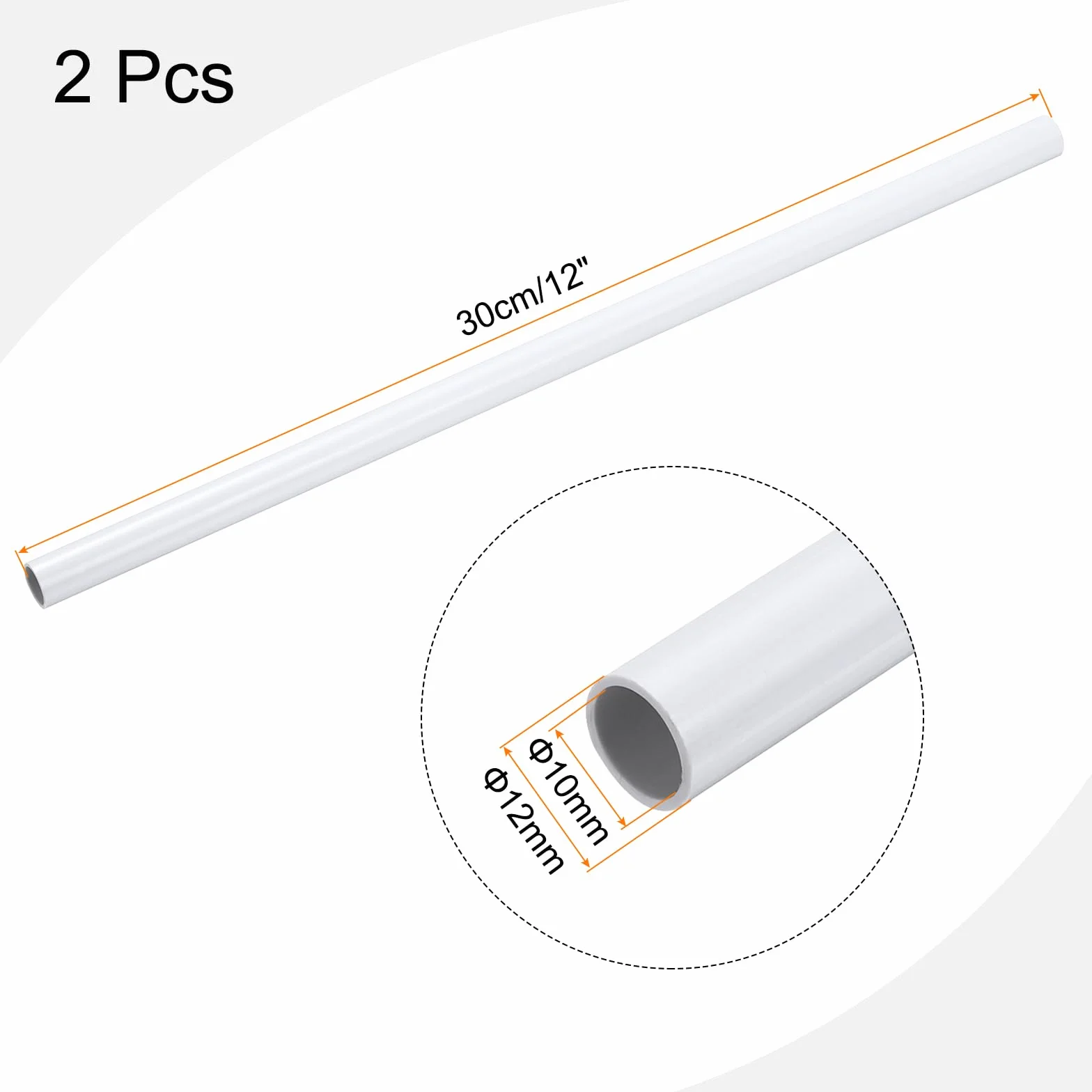 Tubi Rotondi in PVC Bianco 0,47" 10mm ID 12mm OD 12" Tubo Pvc Rigido Tondo Alto Impatto