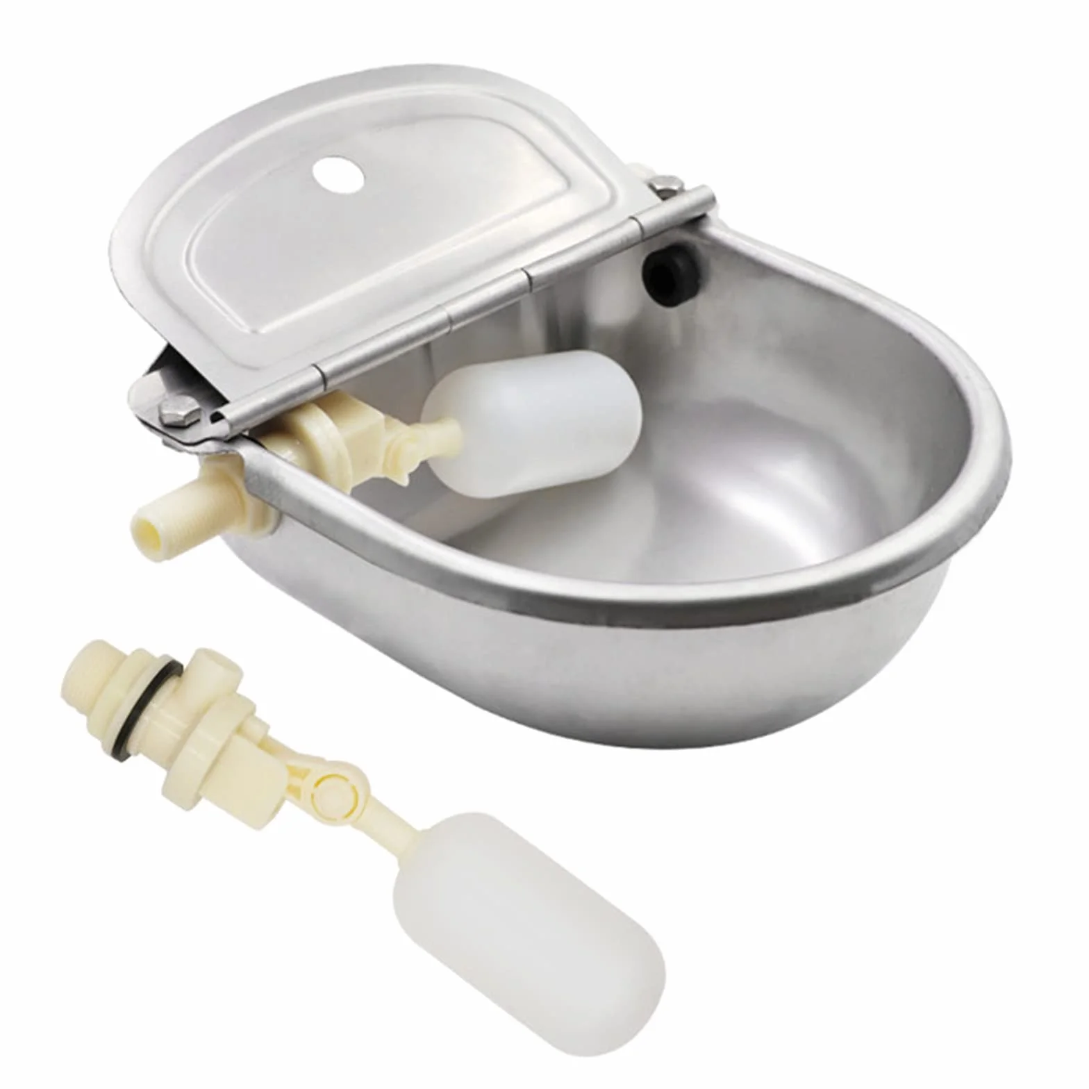Abbeveratoio Automatico in Acciaio Inox 2 Valvole a Galleggiante Regolabili Tappo di Scarico per Animali