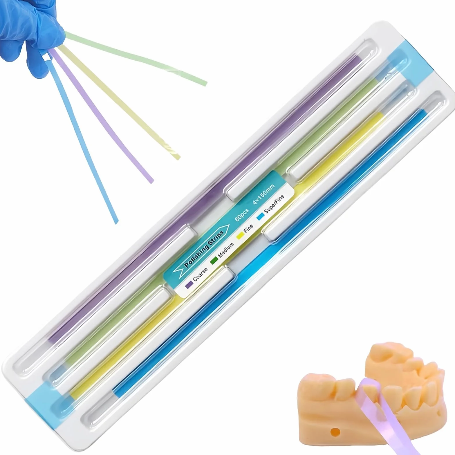 Carta vetrata per denti 60 pezzi strisce lucidatura pulizia interdentale spazi stretti