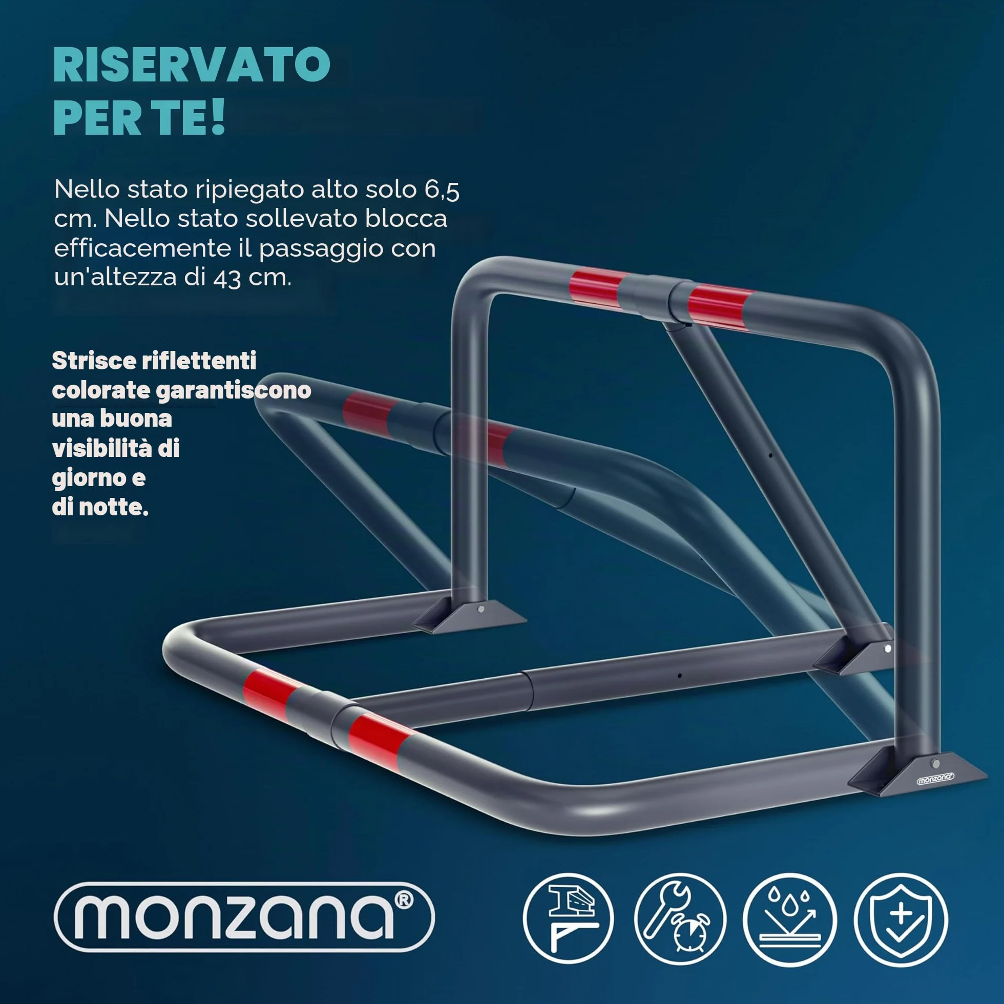 DEUBA® Sbarra Parcheggio Dissuasore 3 Chiavi Lucchetto Pieghevole Acciaio Robusto Barriera Sosta per Posteggio Posto Auto Catena Sbarramento
