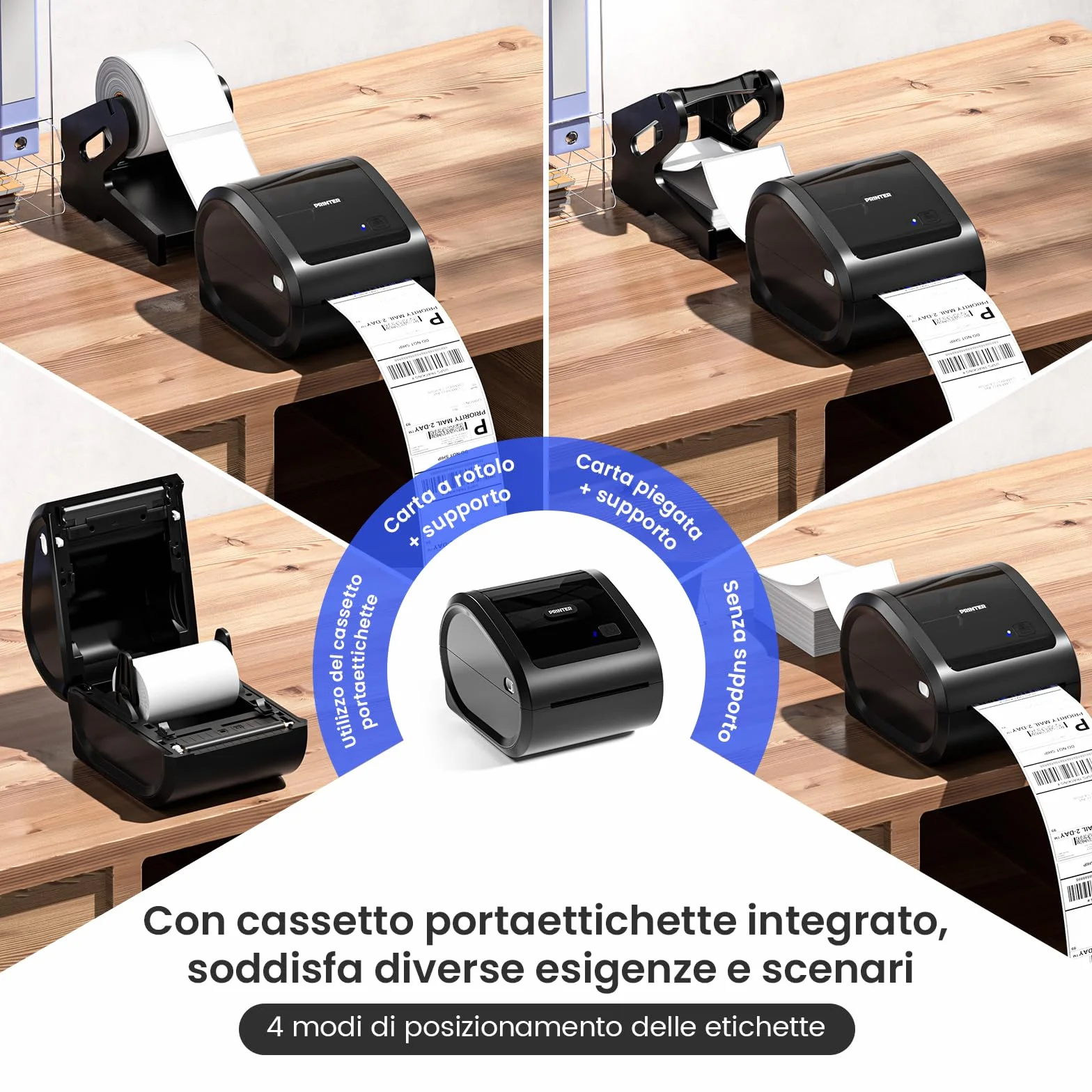 Phomemo D520BT Stampante Termica Bluetooth 4x6 per Etichette di Spedizione, Senza Inchiostro - Compatibile con Smartphone, PC/Mac, Android/iOS, Windows, Colissimo, UPS, Amazon, eBay, Nero