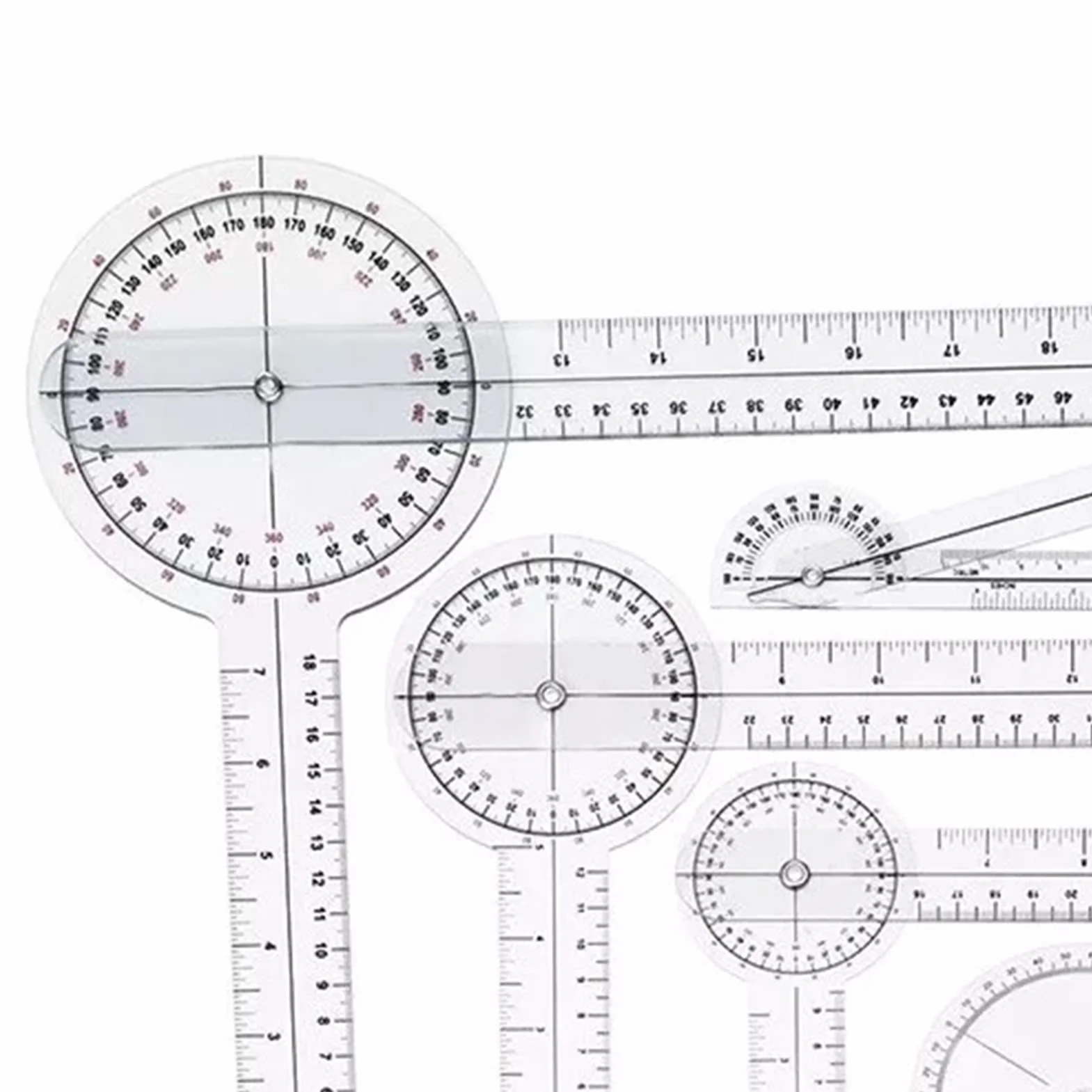 Set Goniometro Medico, 6 Pezzi, Righello Angolare in PVC, Include Goniometri 360° e 180°, Righello per Dita e Ossa, per Misurazioni Ortopediche
