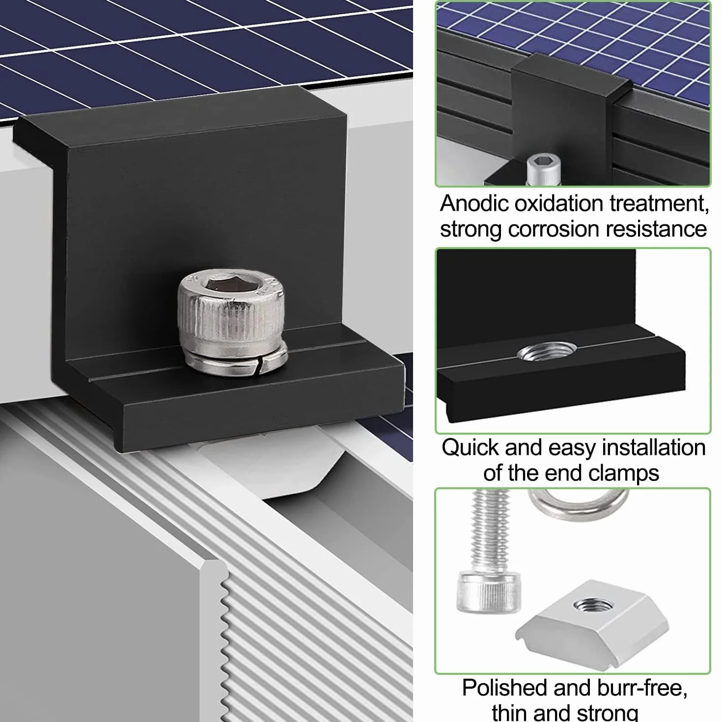 20 Pezzi Solare Staffa per Pannello, 30 mm Staffa Z di Montaggio per Pannello Solari, Kit Staffe Fotovoltaico, con Chiave Esagonale, Per Installazione del Tetto, Boat
