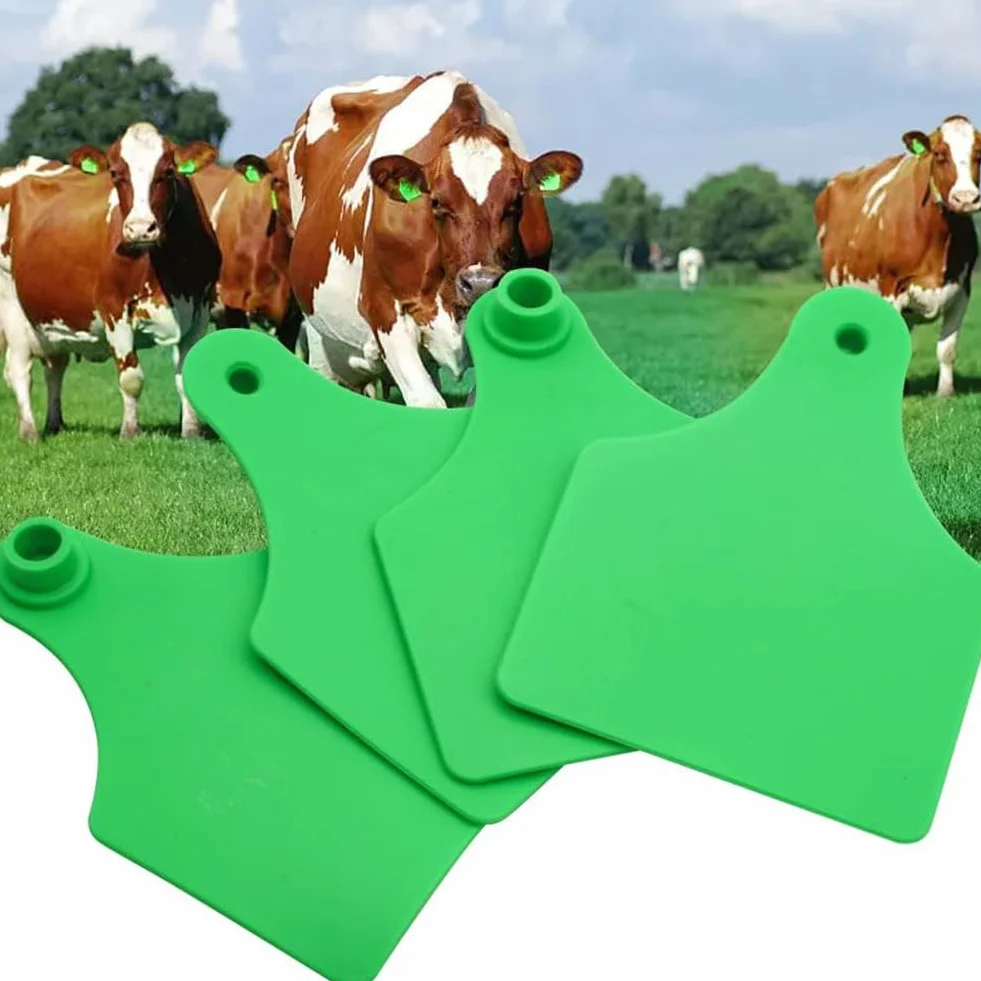 Marchi per bestiame in TPU, Confezione Da 100 Marchi Auricolari for Bestiame 6x7,5 cm Con Penna(Red,100pcs)