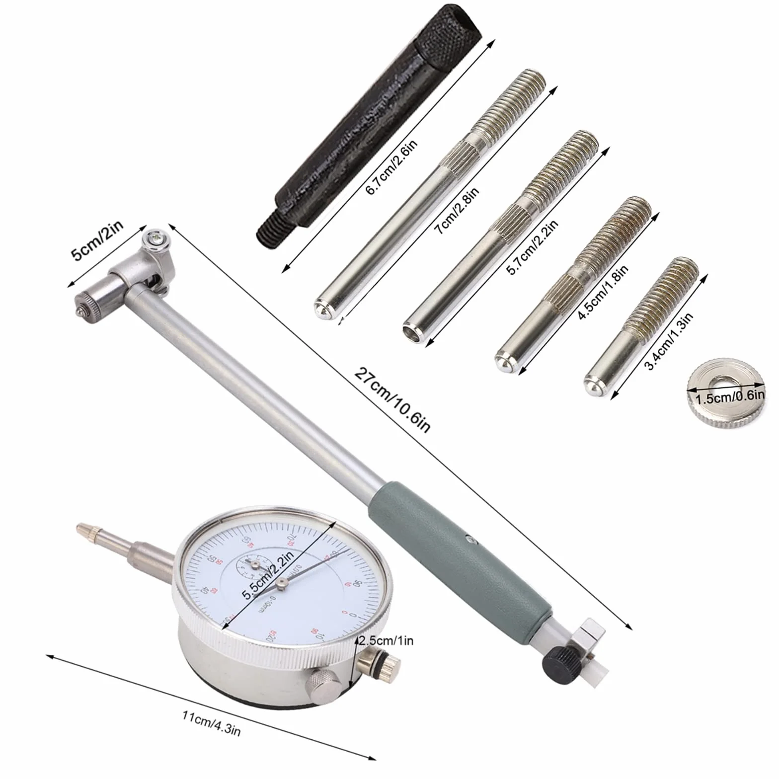 Alesametro, Indicatore di Diametro da 50 a 160 Mm, Strumenti Industriali Calibro Alesaggio del Quadrante Kit di Strumenti del Cilindro del Motore di Misurazione, Precisione di Livello 0,01 Kit di