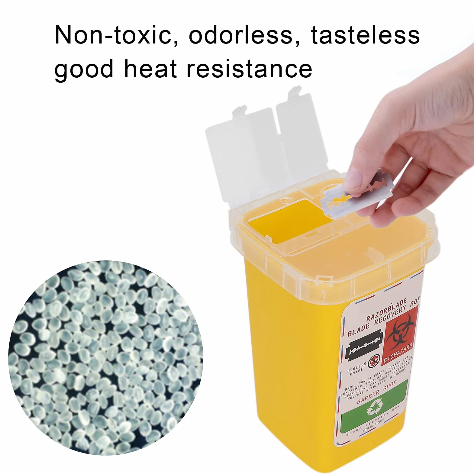 Contenitore smaltimento lame barba plastica dura giallo