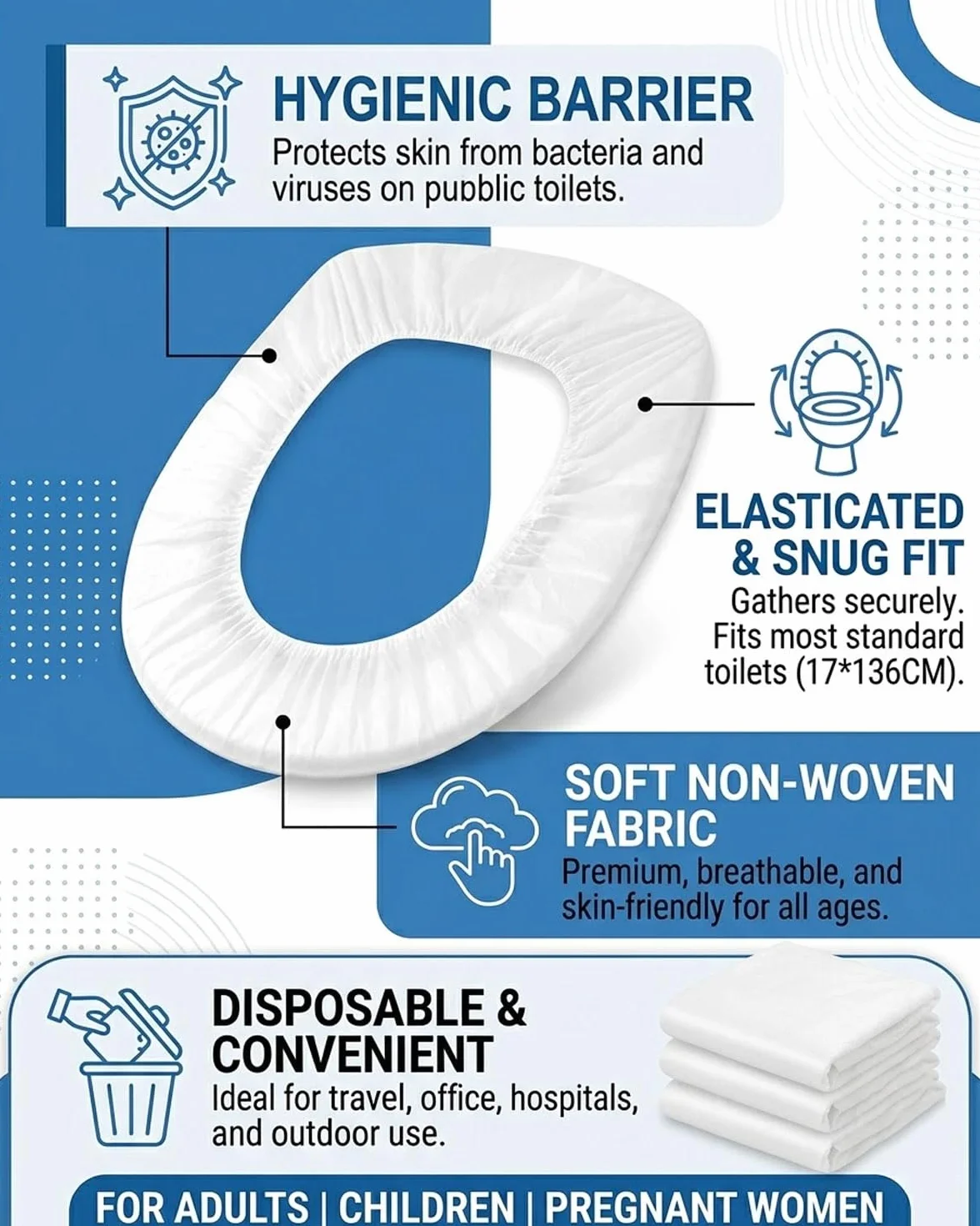 Copriwater USA e Getta Biodegradabili Impermeabili, Copri Tazza WC Monouso per Viaggi Campeggio