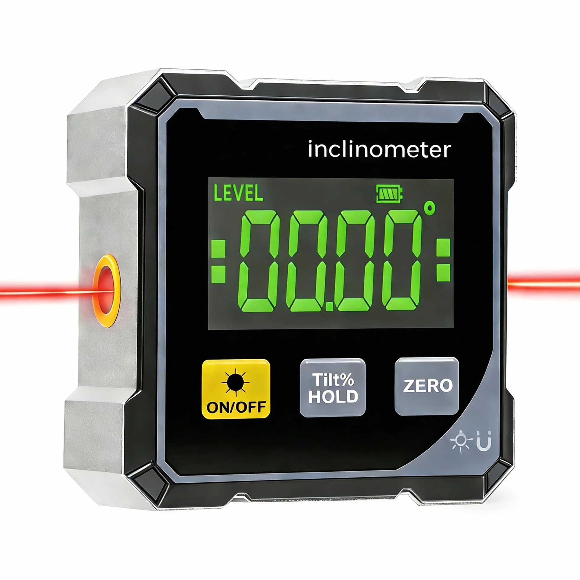 Magnetic Digital Angle Finder con Laser Elettronico, Livella Digitale, Inclinometro Digitale Ricaricabile, Goniometro Digitale con 4 Lati Magnetici, Inclinometro a 360 °, LCD Retroilluminato