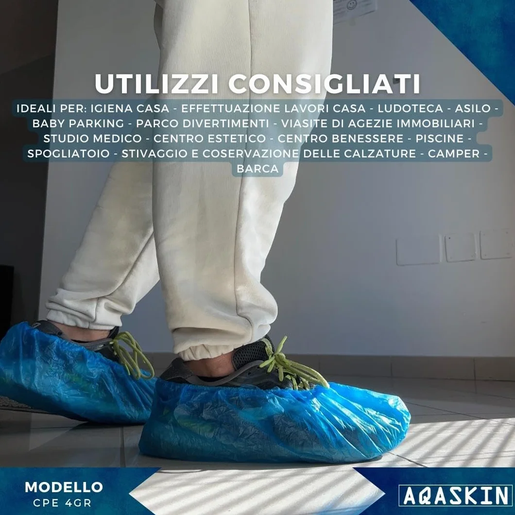Copriscarpe Monouso CPE 4 gr. [400pz] DPI Dispositivi di Protezione Individuale Blu