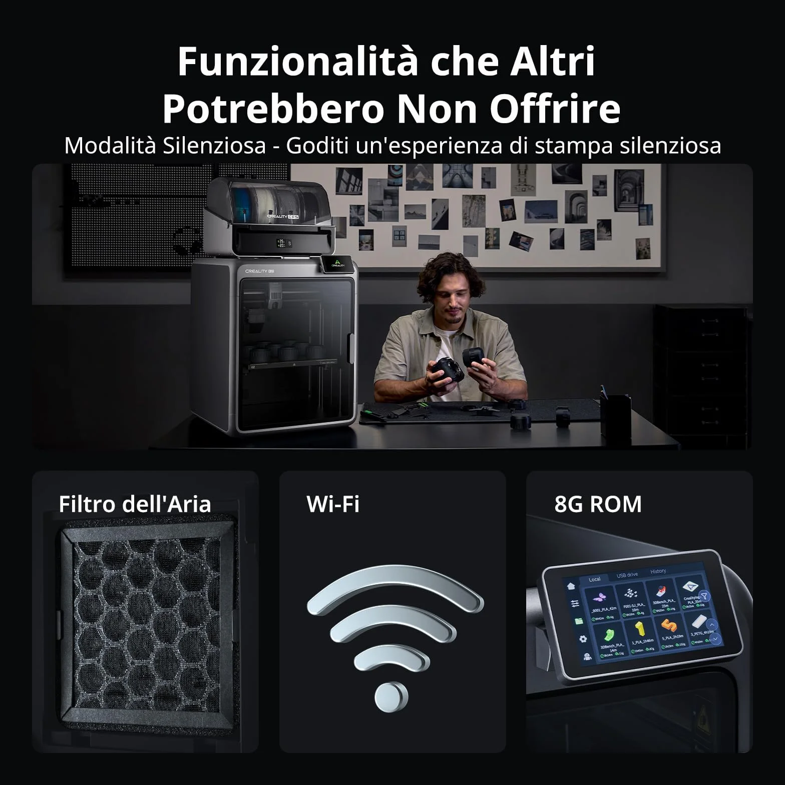 Creality K2 Combo (A), Stampante 3D Multicolore con CFS, Max 600 mm/s, Livellamento Automatico, Stampa Silenzios & Ventola Ausiliaria, Ugello 300 °C, Volume Stampa 260x260x260 mm