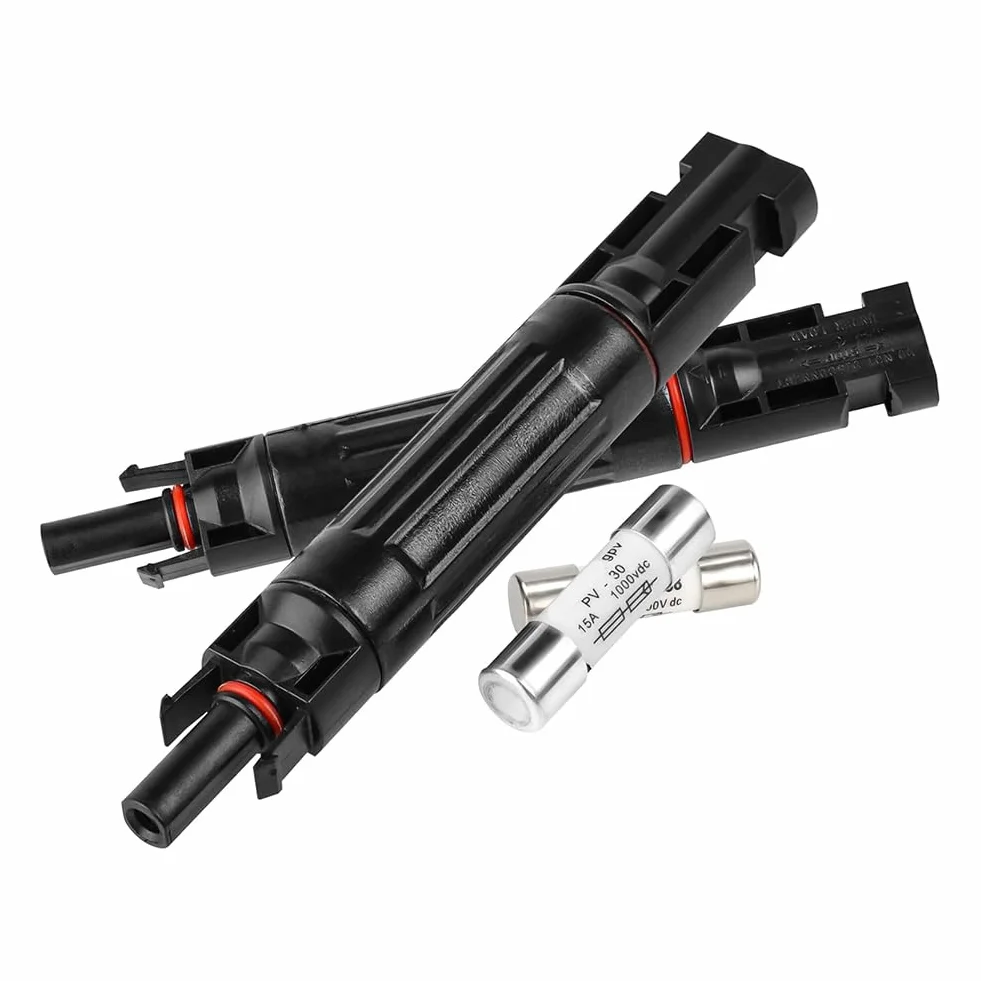 rieder Fusibile Solare 15A 1000V IP67 Portafusibile Solare Inline 2 Pezzi Fusibile Pannello Fotovoltaico Connettore Pannello Solare e Femmina