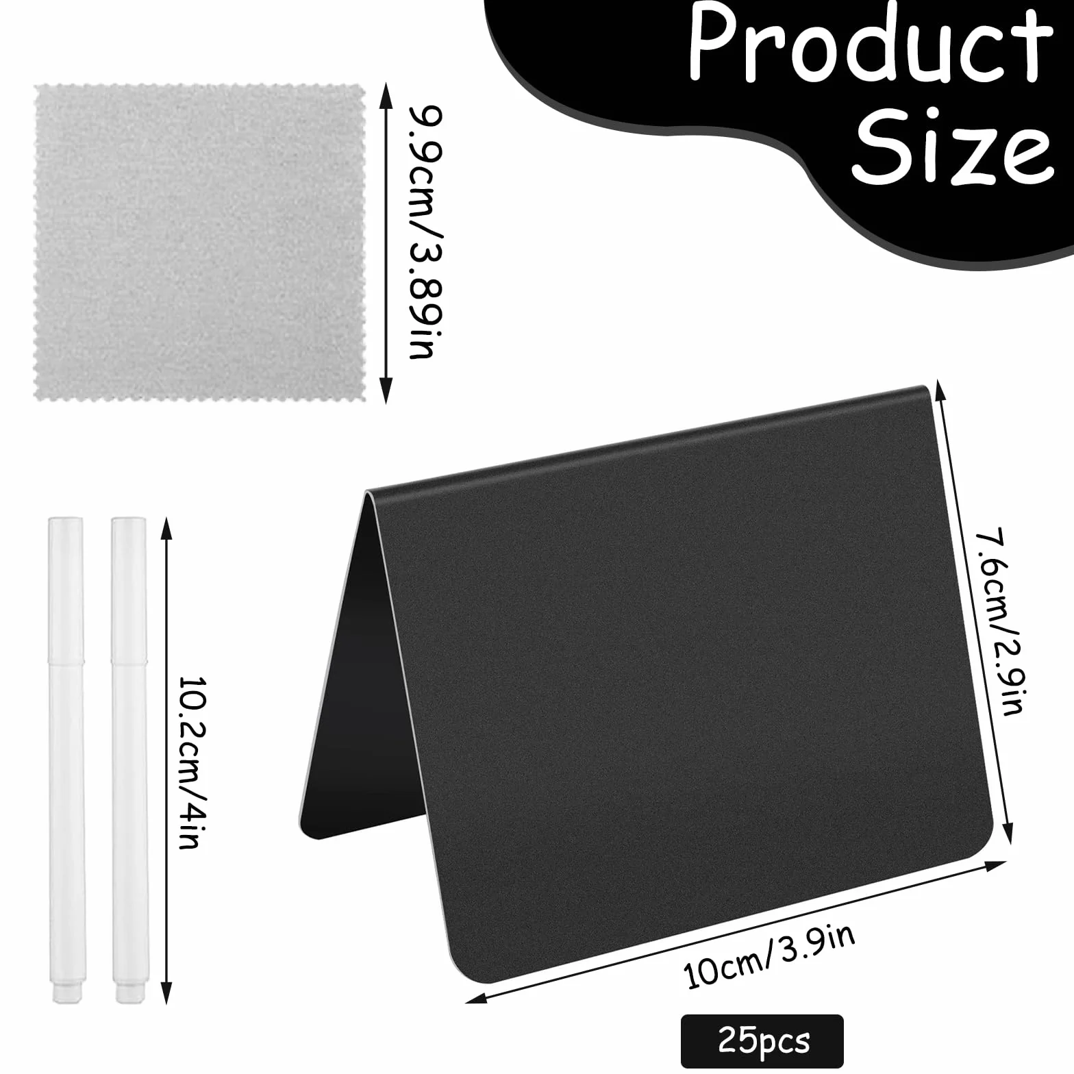 25 Pezzi Mini Lavagna, Cartellini Prezzi 10 x 7.5 cm, Lavagnette Piccole Cancellabile per Buffet, Feste, Ristoranti (Nero)