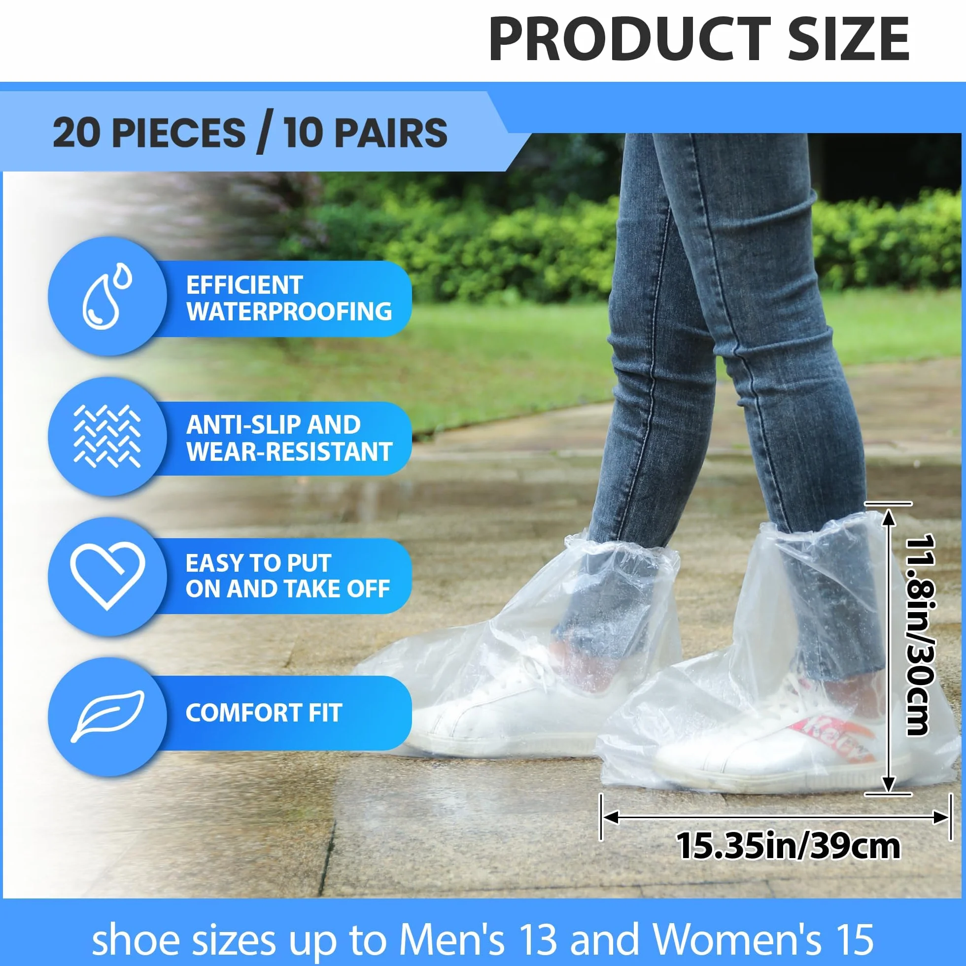Copriscarpe Impermeabili Monouso Antiscivolo Trasparenti con Elastico per Pioggia Uomo Donna