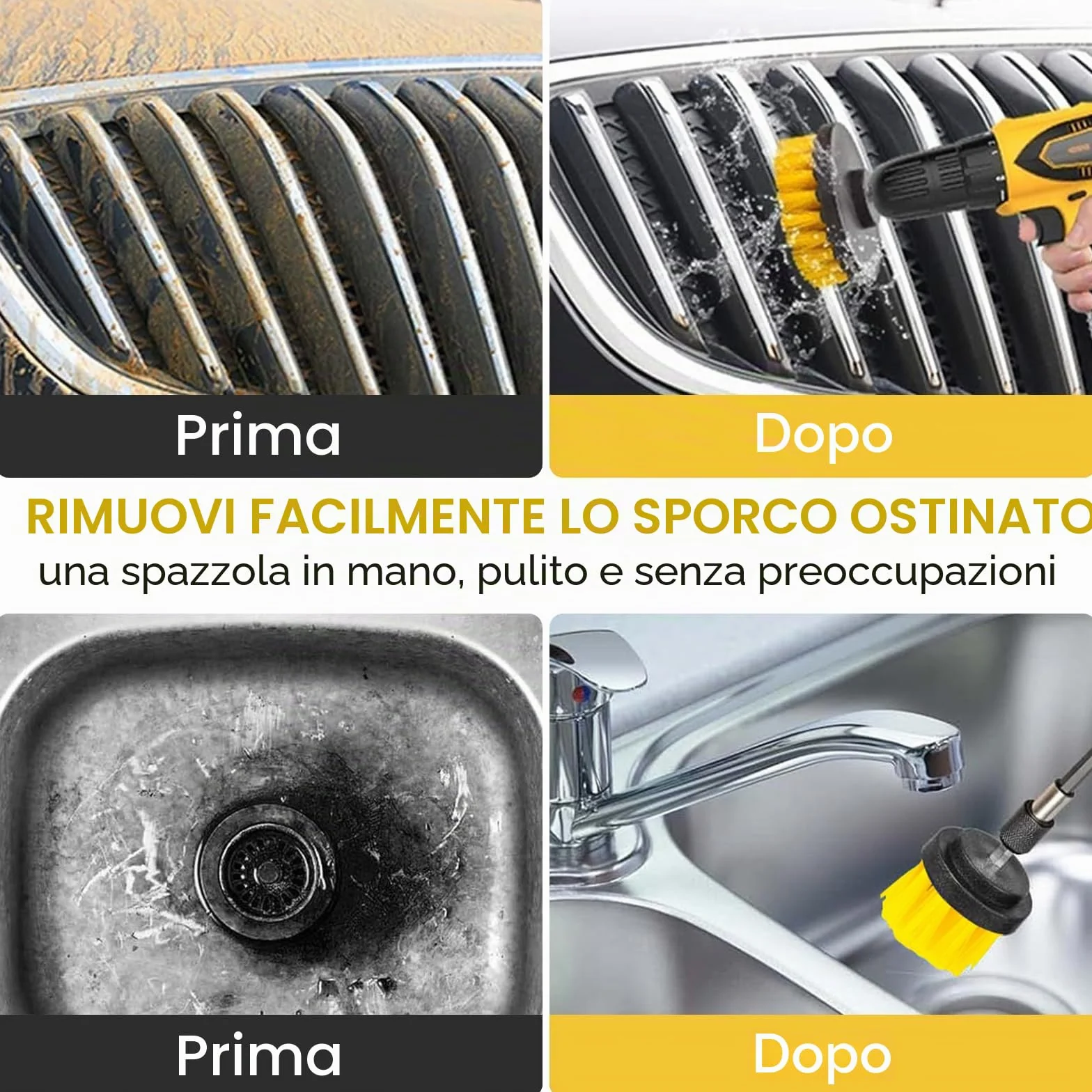 10 Pezzi Spazzola per Trapano, Spazzola per la Pulizia del Trapano Elettrico, Spazzola per la Pulizia Delle Ruote, Set Spazzole per Pulizia adatto per Cucina, Auto, Bagno, Piastrelle, Bicchiere