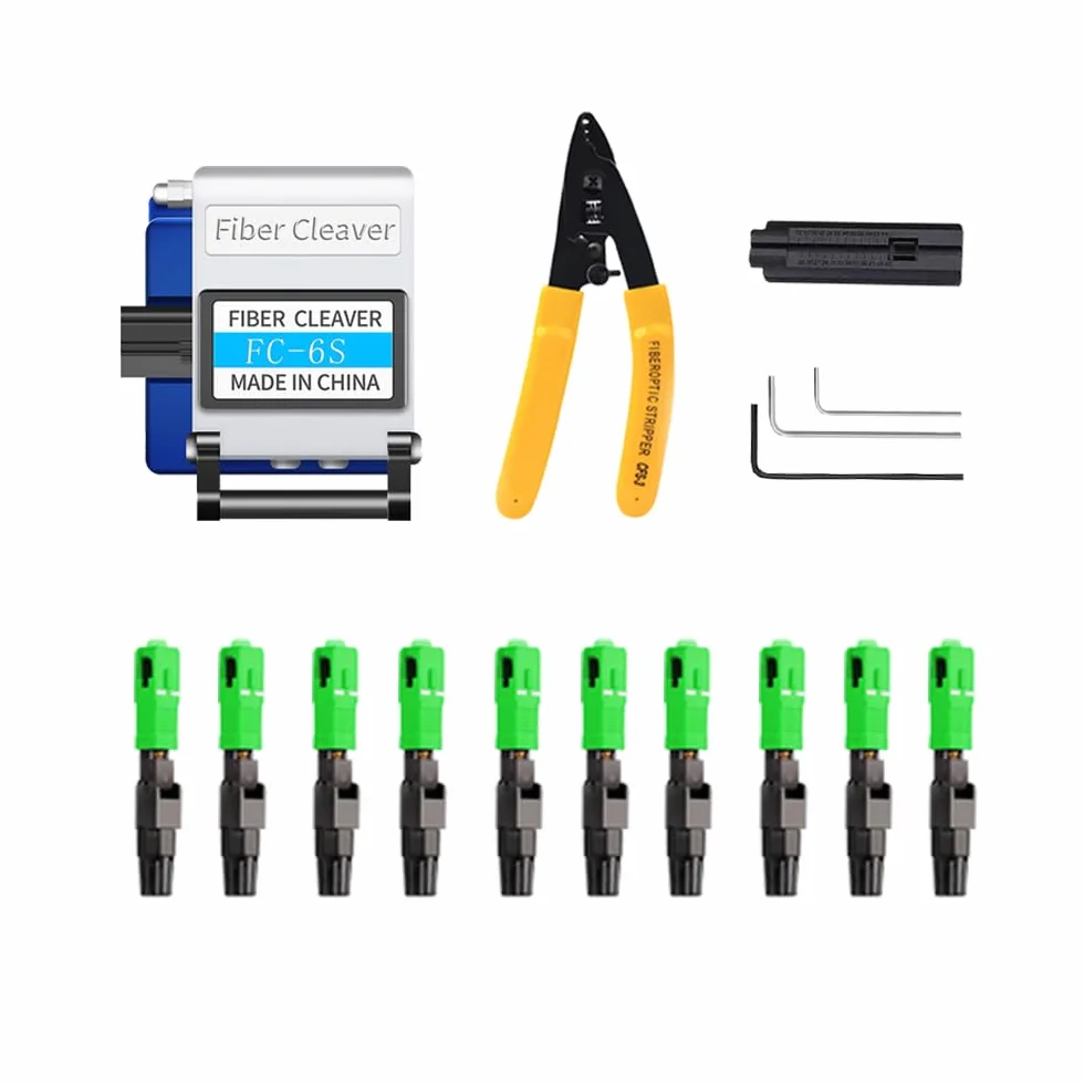 Kit di Connessione FTTH in Fibra Ottica con Connettore SC/APC a Freddo Rapido, FC-6S Taglierina e Pinza Spelafili CFS-3
