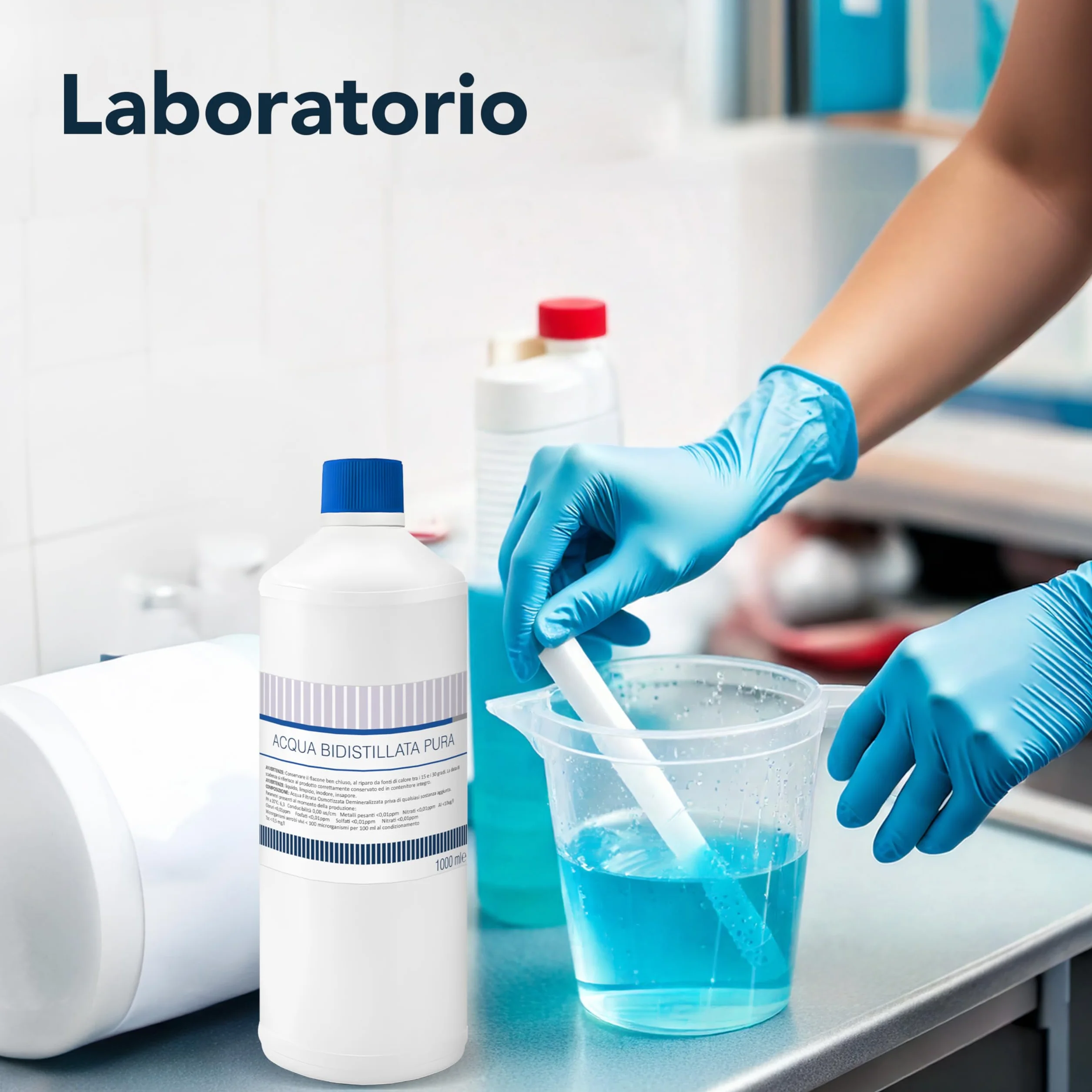 Acqua Bidistillata pura 1000 ml per uso clinico industriale Made in Italy