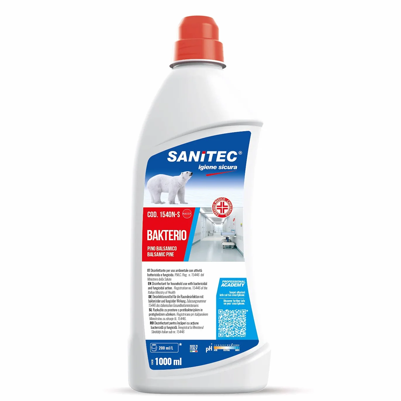 SANITEC Bakterio Disinfettante per Ambienti al Profumo di Pino Balsamico