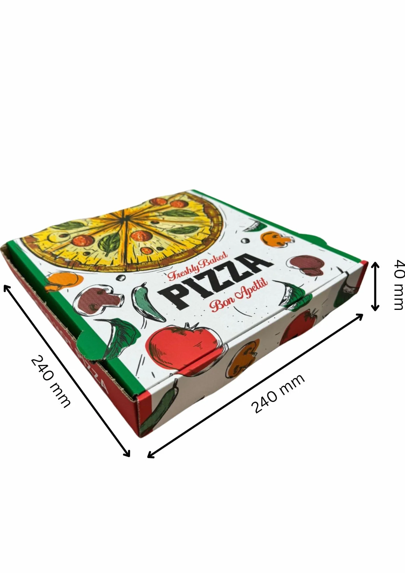 Scatola per Pizza in Cartone Kraft Bianca 24x24x4cm 50 Pezzi