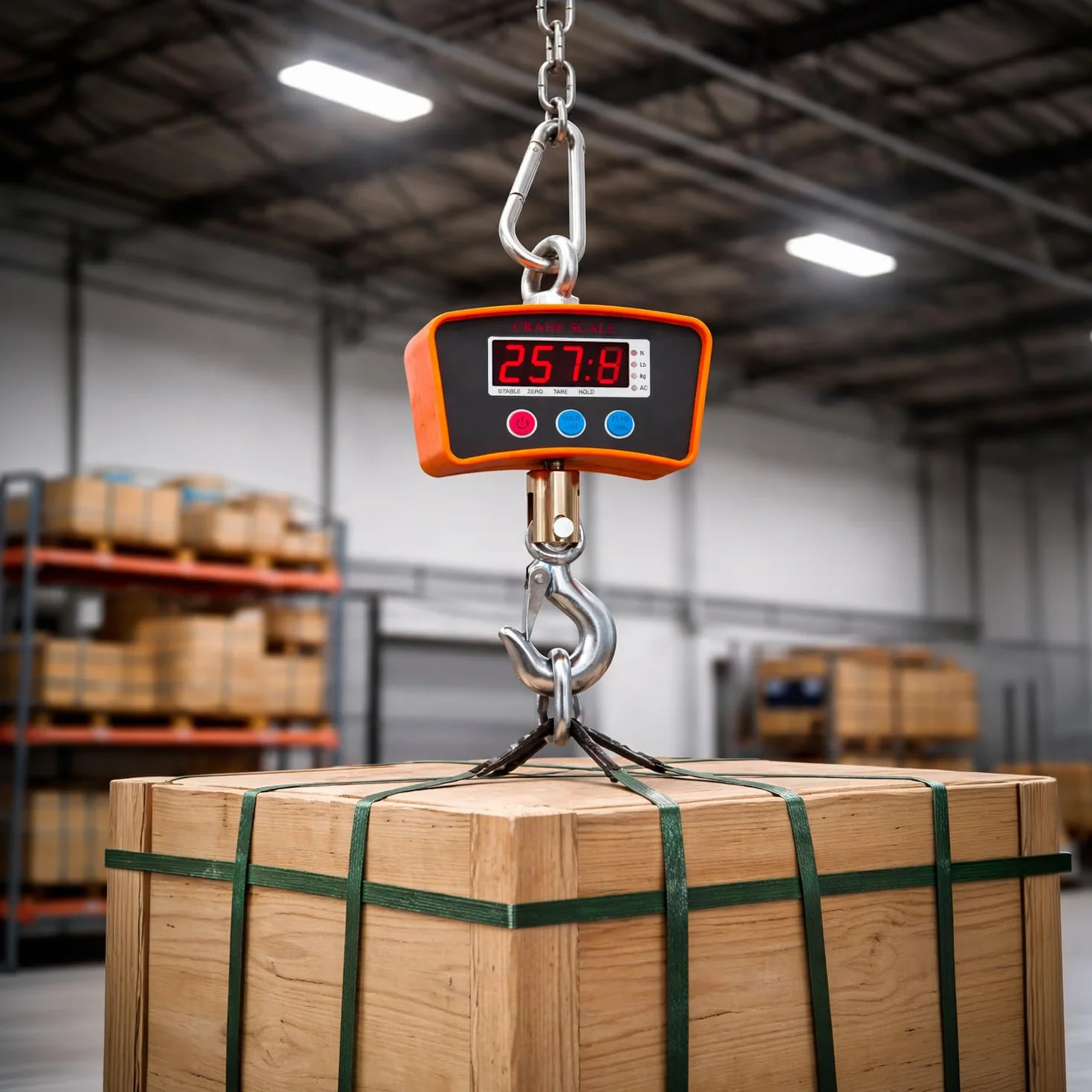Bilancia Dinamometro Da Gru 1000 Kg Digitale Professionale Gancio Acciaio Inox Display LED Retroilluminato Batteria Ricaricabile