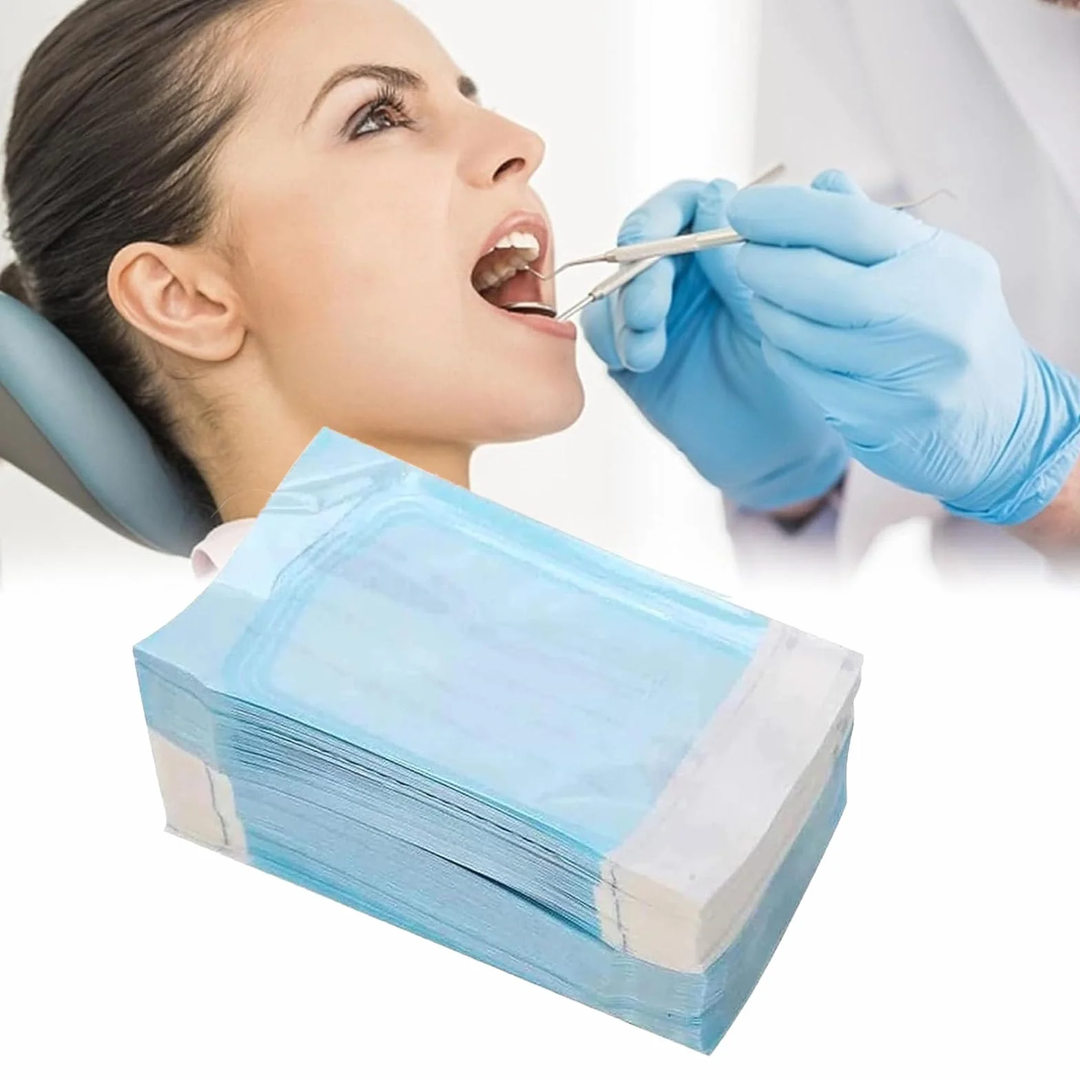 TMRBBesty Sacchetto di Sterilizzazione Autosigillante,Sacchetto per la Disinfezione Dell'autoclave,Acchetti Sterili in PVC,​Buste Sterilizzazione Autosigillanti Piccole Strumenti(100PC),Blu