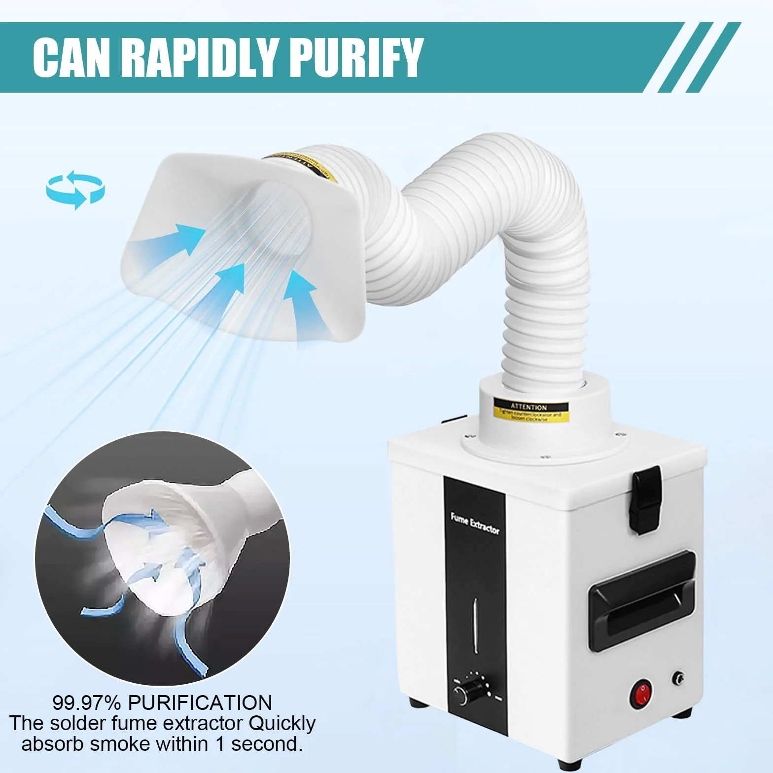 Aspirazione del fumo di saldatura, 50 W, filtro a 3 livelli, cappa aspirante per incisioni laser