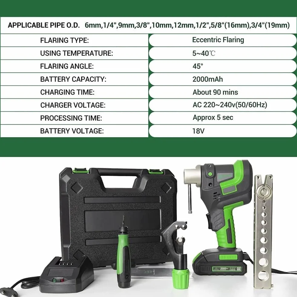 ELOMAS Kit di svasatura elettrica 1/4"-3/4" 45° per tubi di rame e alluminio