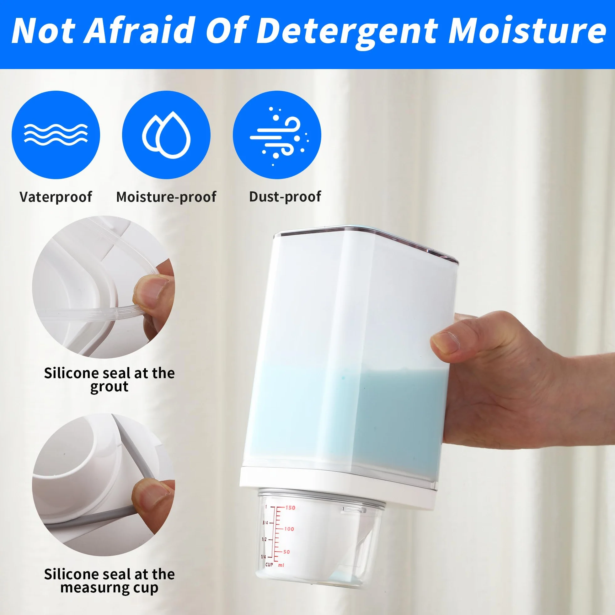 2 Pezzi 1100 ml Dispenser Detersivo Lavatrice,Dosatore Detersivo Lavatrice con Misurino, Contenitore per Detersivo in Polvere,Può essere utilizzato per conservare detersivi, riso, cereali, ecc