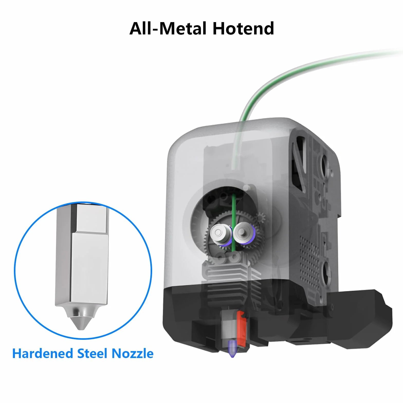 Premium All-Metal Hotend per Bambu Lab X1/X1C: 0,4 mm Hotend Assembly con ugello in acciaio temprato, 24 V 48 W riscaldatore in ceramica e termistore ad alta temperatura – Set completo per stampanti