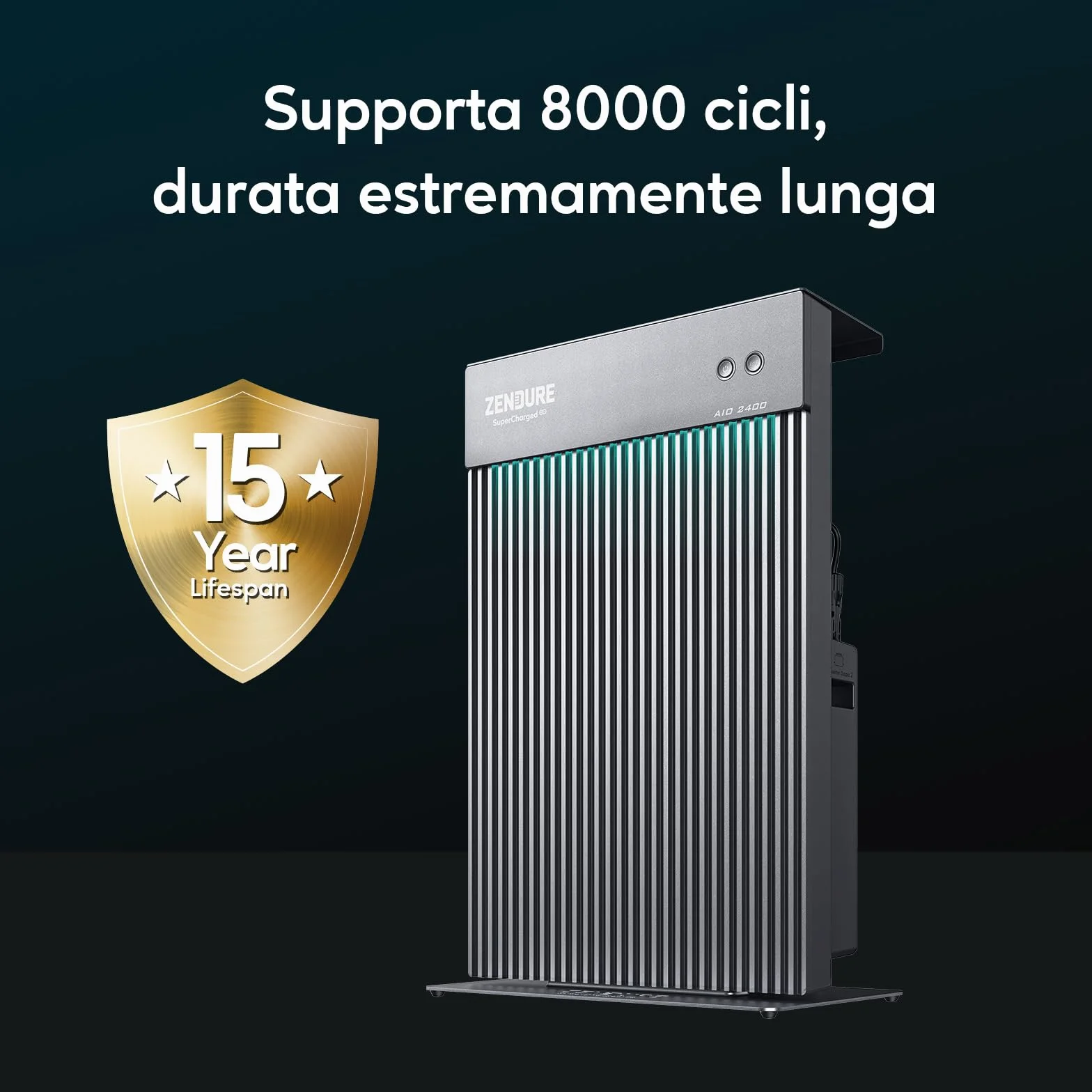 Zendure AIO2400 Centrale Elettrica da Balcone, con Accumulo, 2400 Wh LiFePO4, Ingresso Solare 1200 W, Uscita 1200 W, con Shelly Pro 3EM, Design Monopezzo, app, IP65, 0 dB, con Shelly Plus Plug S