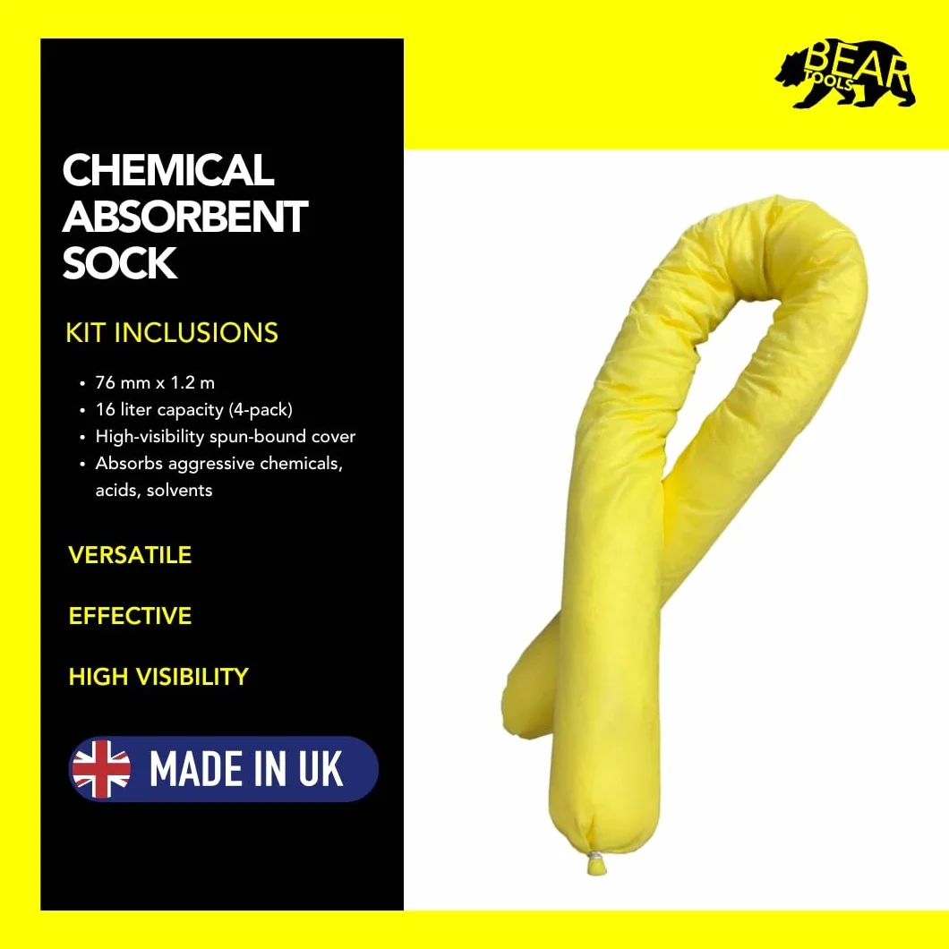Calza assorbente chimica gialla 1,2 m x 76 mm 16 l