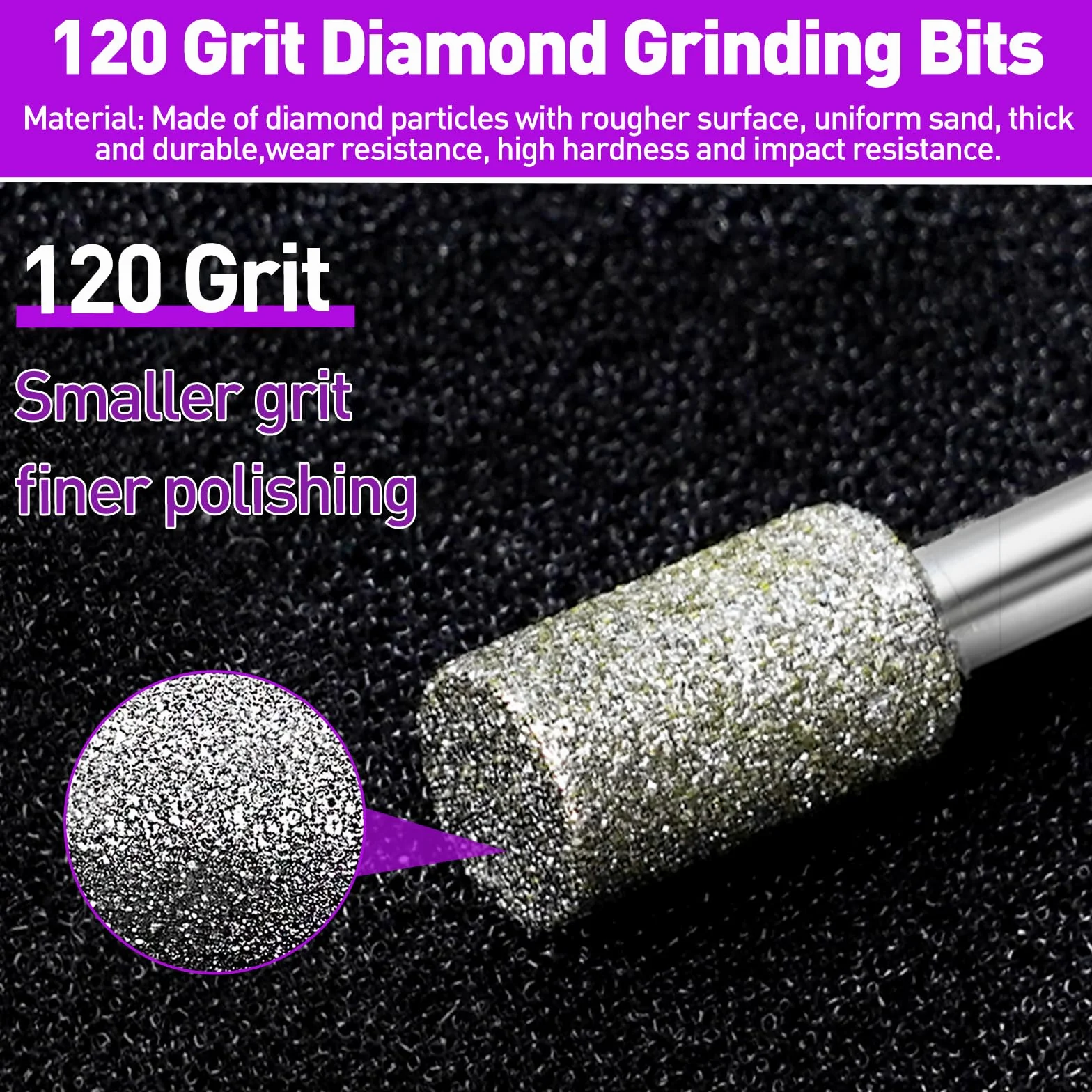 12 pezzi Set di frese diamantate, granulometria 120, frese diamantate per smerigliare, compatibili con utensile rotativo Dremel con codolo da 1/8", adatti per intaglio, levigatura, lucidatura
