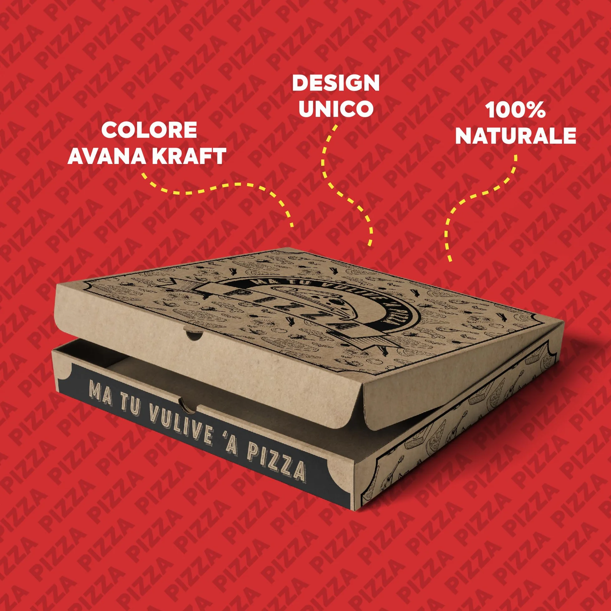 Scatole Pizza 33x33cm h 3,5 Cartone Termico