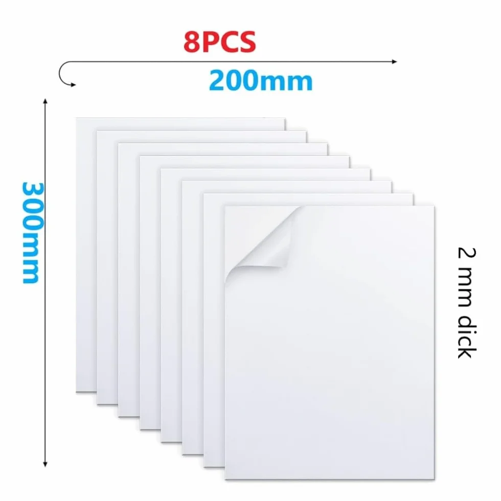 Gomma Eva Adesiva Bianco 300mm x 200mm x 2mm Pannello Autoadesivo Antiscivolo 8Pcs