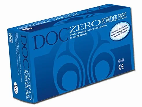 Guanti in Nitrile Senza Polvere Doc Zero, Confezione 100 Pezzi