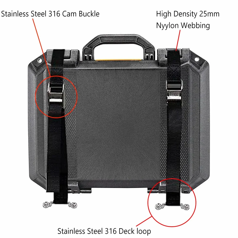 Cinghie di Fissaggio per Raffreddamento, 2 Pezzi 1,5 m Resistenti Cinghie di Tensionamento con Fibbia a Camma in Acciaio Inox Viti di Ancoraggio in Acciaio Inox Kit di Cinghie