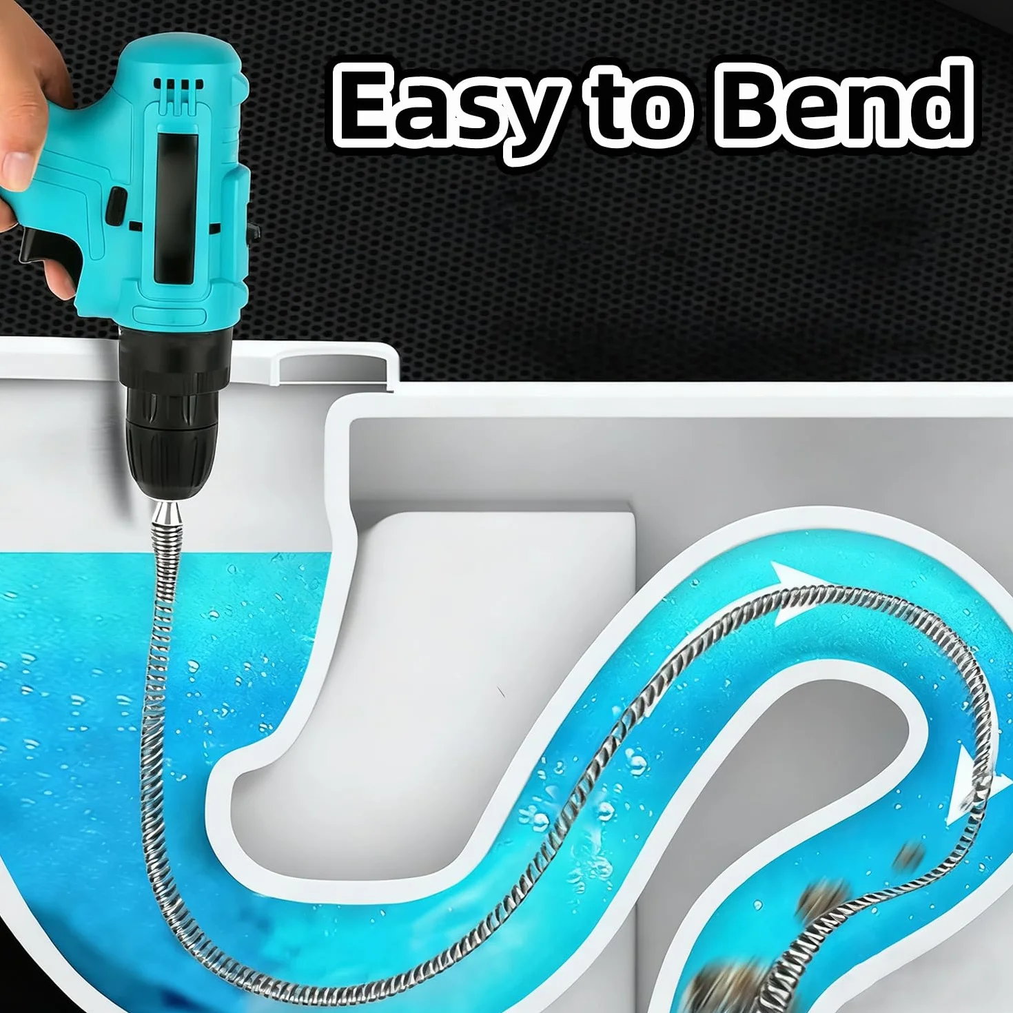 Sonda Sturatubi per Trapano,Kit 3 Pulitori a Spirale per Tubi 10 mm, 1m/2m/4m, Sturatubi Flessibile per Lavandini e WC,per Trapano Adattatore Elettrico Manuale Ostruzioni Ostinate Rimuove Capelli