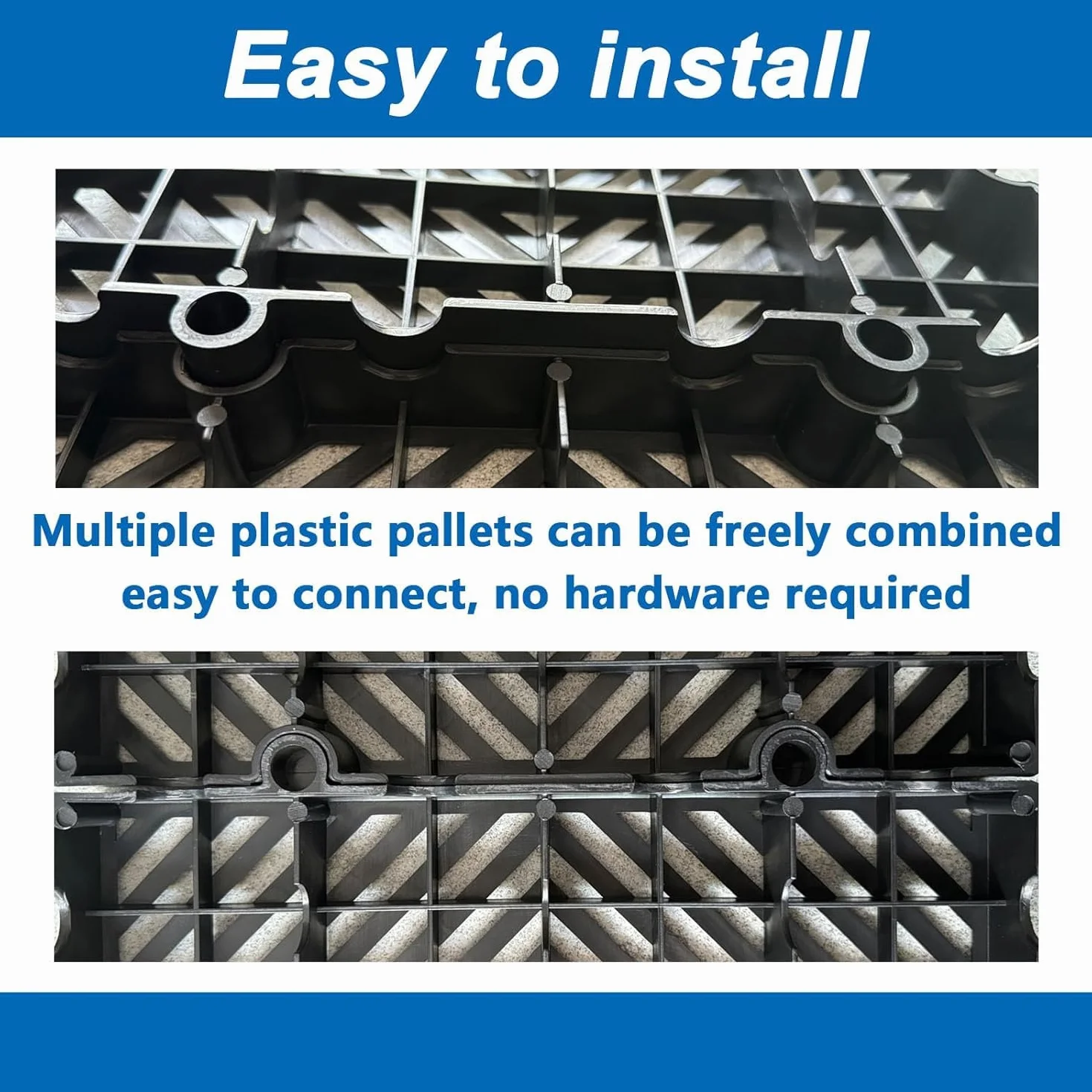 4 pezzi Pallet in plastica leggero, 60x30 cm Pallet resistente all'umidità con griglia di ventilazione, per garage, cucina, cantina