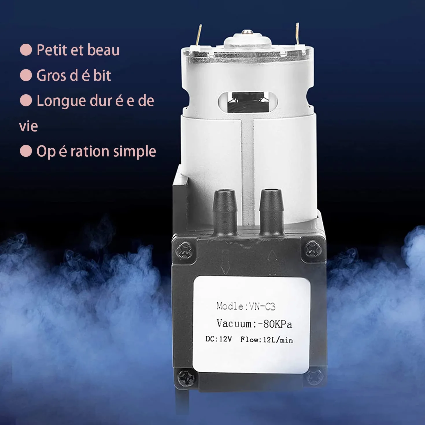 Mini pompa per vuoto DC 12V pompa di aspirazione Mini compressore d'aria 80KPa portata di vuoto 12L/min per gas