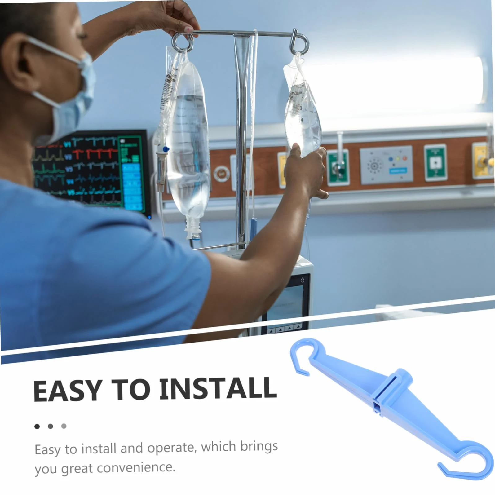 HOMSFOU Gancio Portaflebo in Plastica 11.22In Gancio Per Supporto Infusione Clinica Accessorio Per Asta Portaflebo Ospedaliero Facile Da Installare