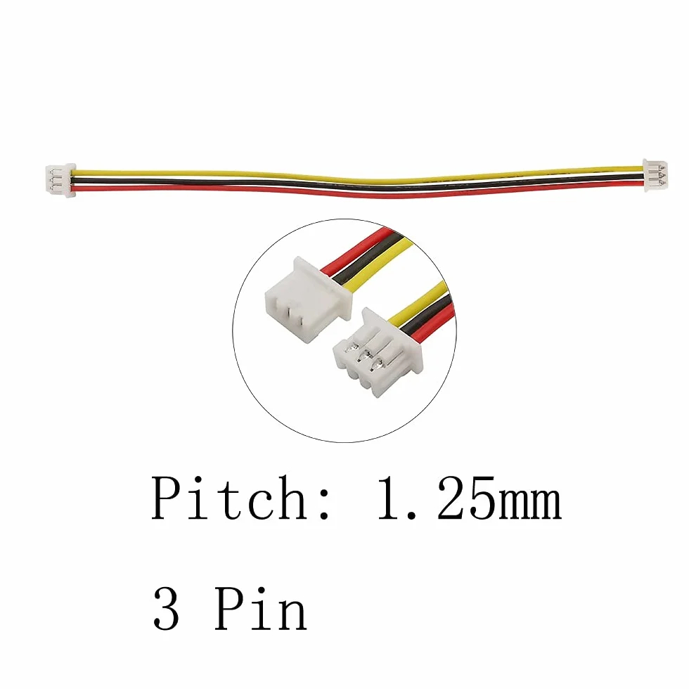 Connettore Filo Connettore Cavo 3P JST Micro JST 1.25mm 3 Pin Doppi connettori a Spina Femmina con Cavi Filo 10cm 15 cm 20 cm 30 cm (Color : 10 CM, Package : 20 PCS)