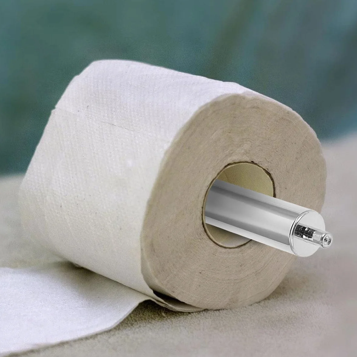 Portarotolo Carta Igienica Ricambio in Pp Argento 4 Pezzi Molla Estensibile, Facile da Usare, per Accessori Bagno e Arredo Casa